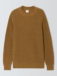 John Lewis Fisherman Cotton Rib Knit Pie Collar Jumper, Rubber/Antique Bronze