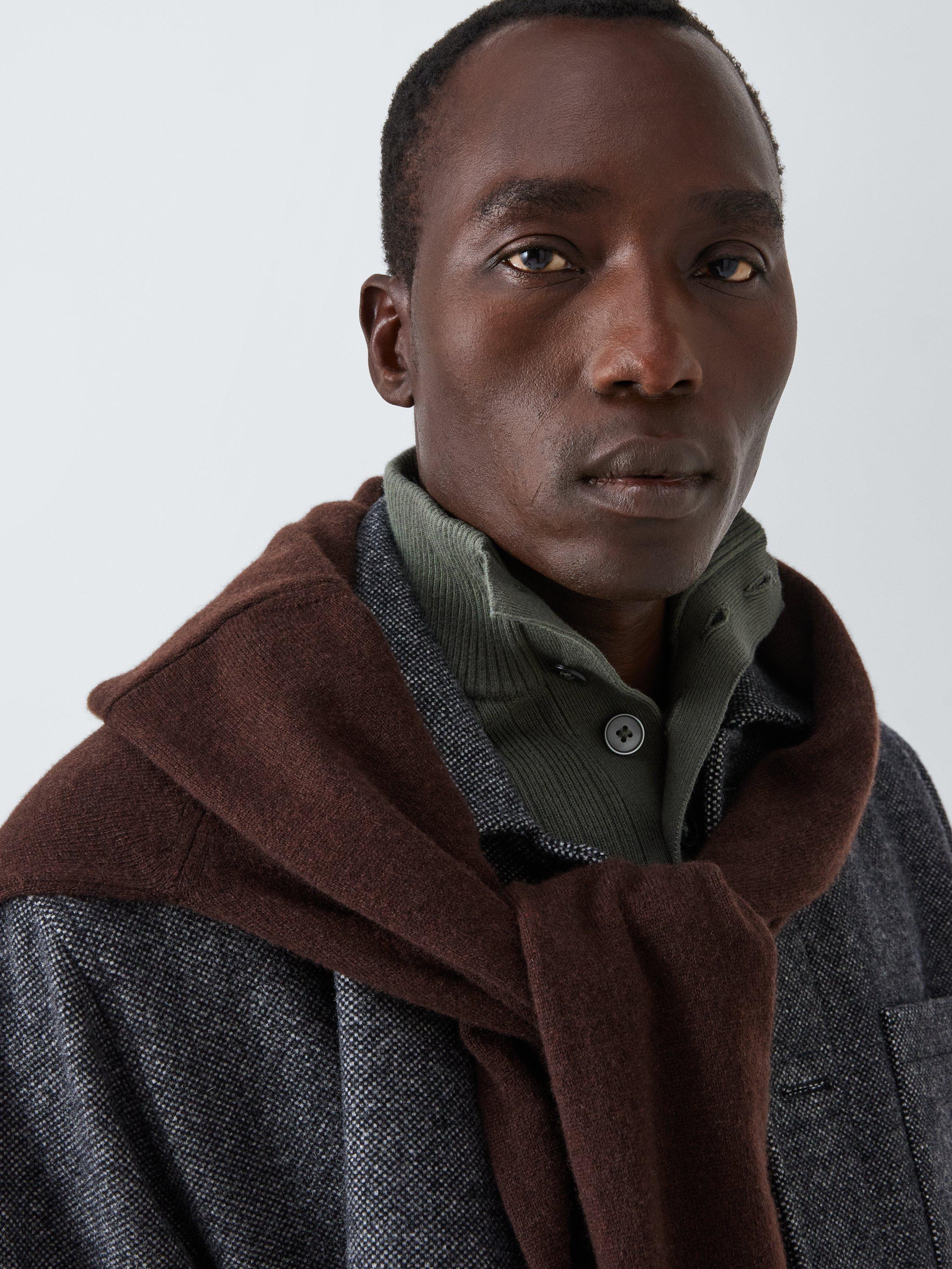 Product image 5 of 6, which shows John Lewis Cotton & Cashmere Blend Button Neck Jumper, Seal Grey, L