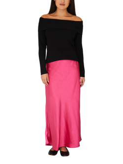 A-VIEW Ribbed Bardot Blouse, Black