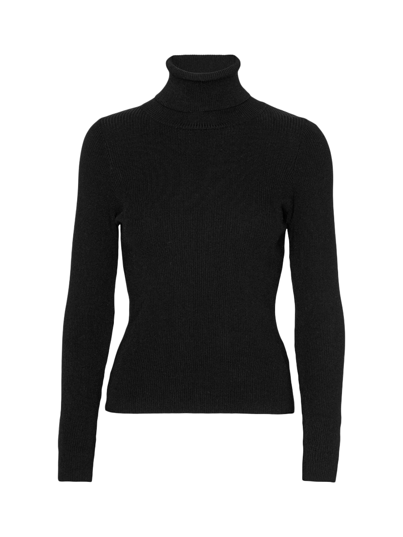 Product image 2 of 3, which shows A-VIEW Ribbed Roll Neck Blouse, Black, XS
