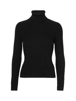 A-VIEW Ribbed Roll Neck Blouse - view 2, Black