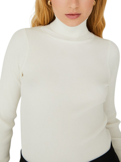 A-VIEW Ribbed Roll Neck Blouse, Off White