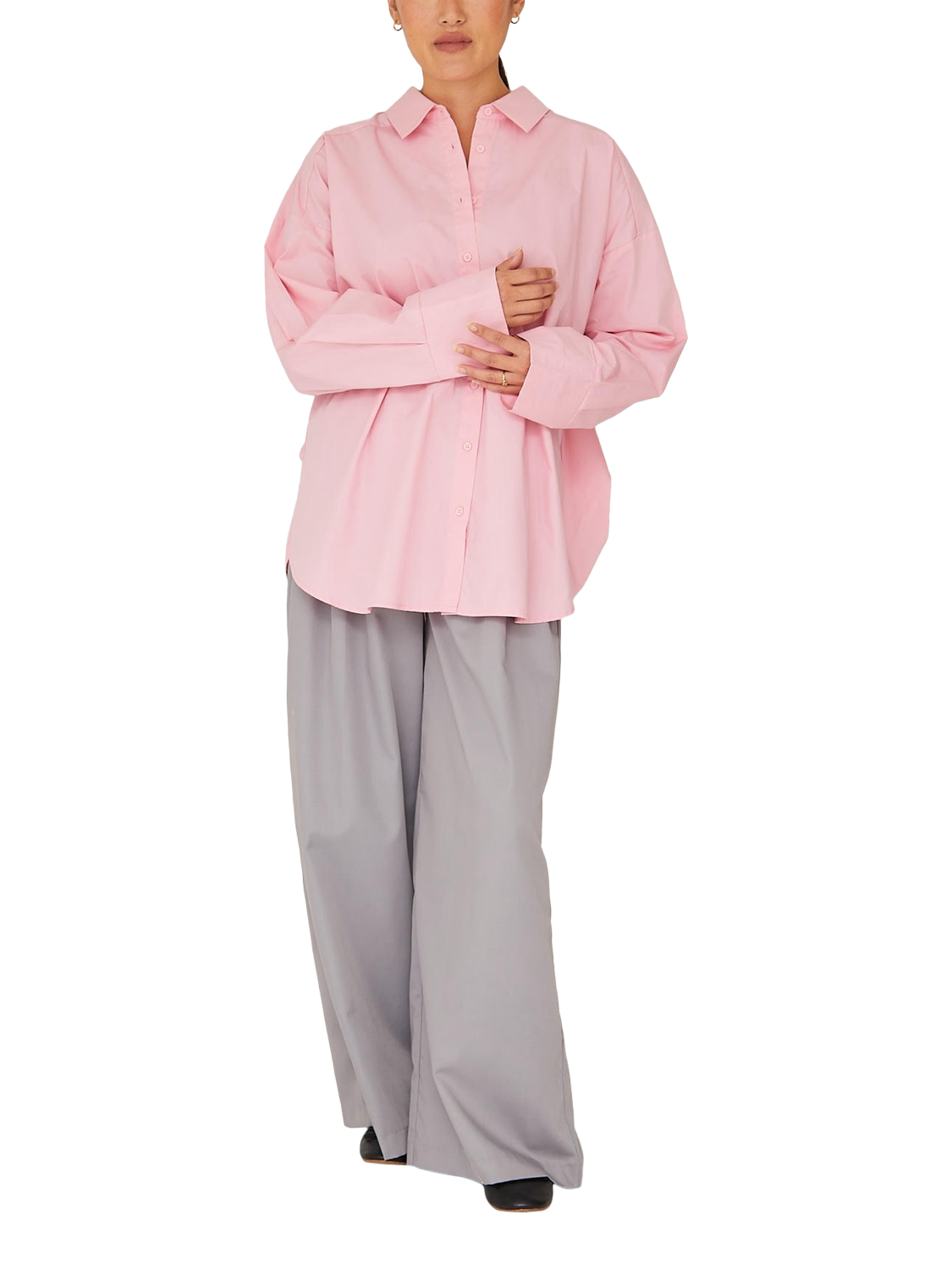 Product image 1 of 4, which shows A-VIEW Magnolia Oversized Cotton Shirt, Pink, 8