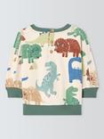 John Lewis Baby Dinosaur Print Jumper, Multi