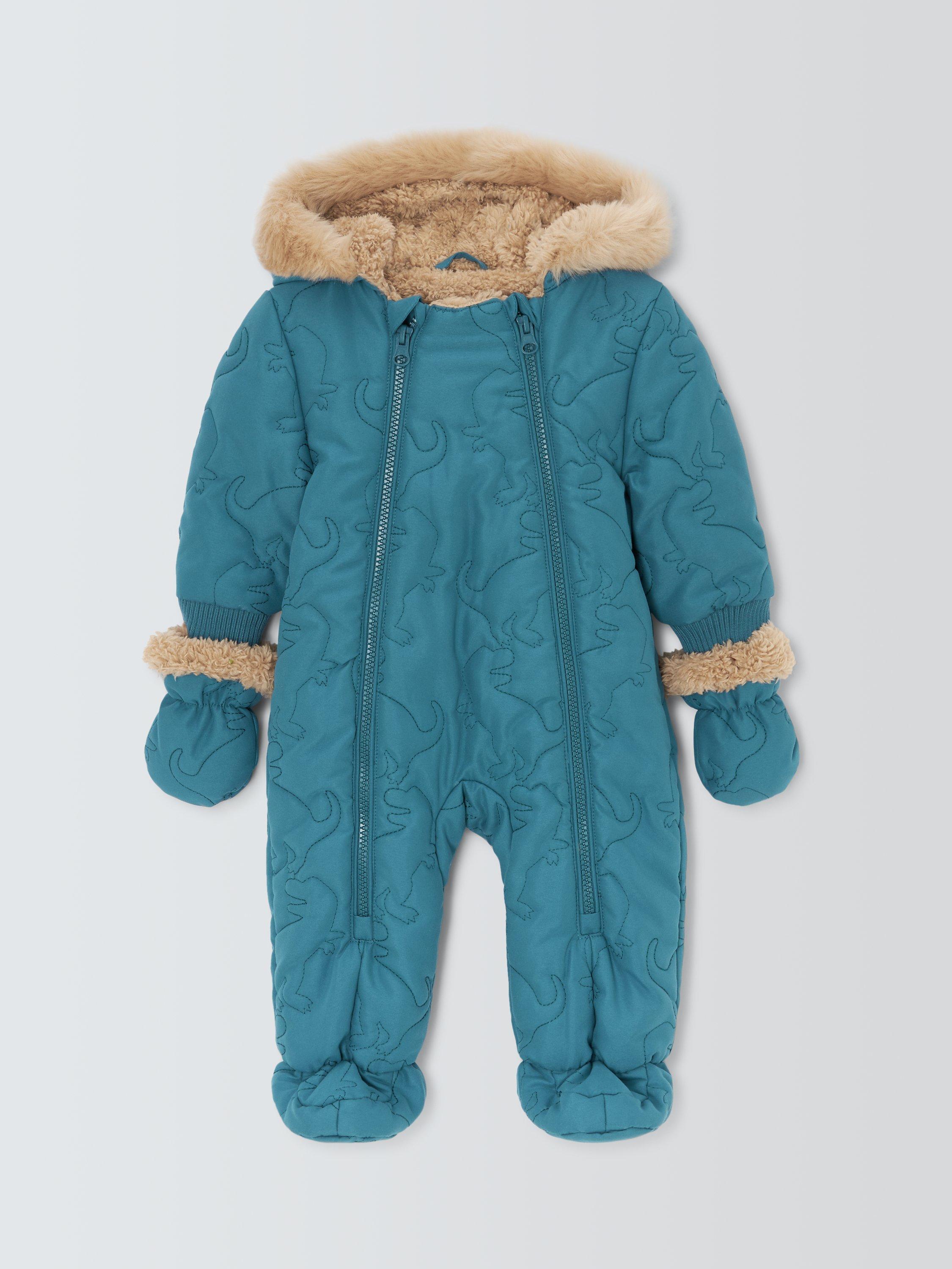 John Lewis Baby Dinosaur Quilted Snowsuit Multi