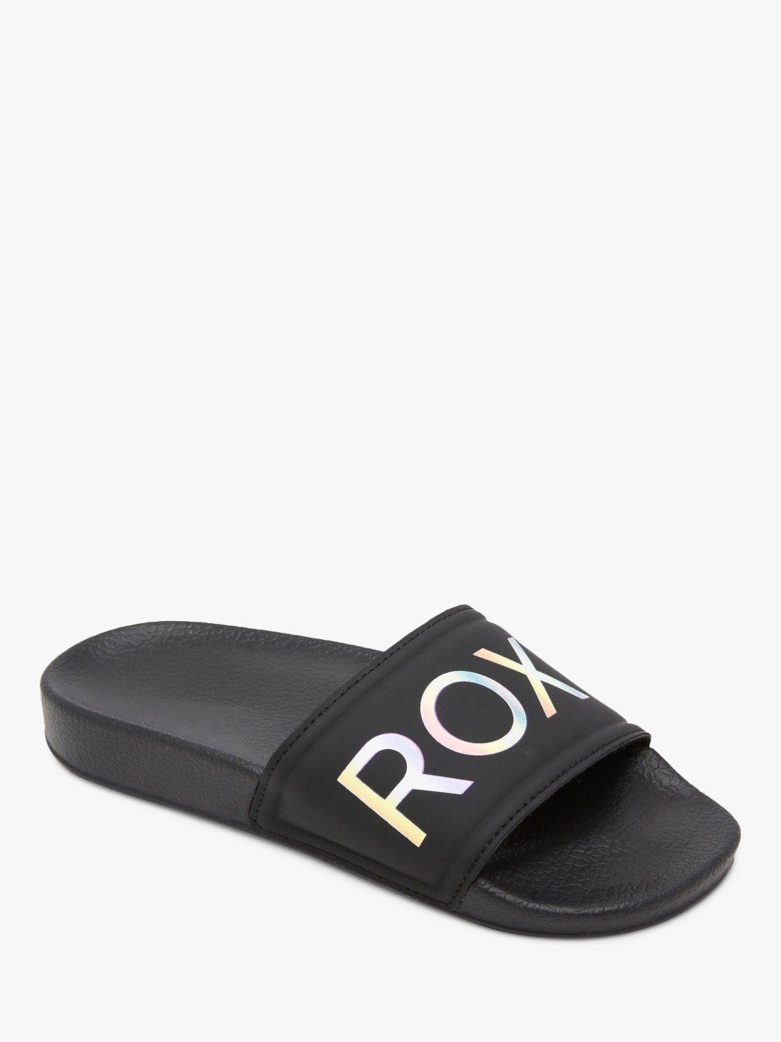 Product image 4 of 4, which shows Roxy Kids' Slippy II Logo Sliders, Black, 10 Jnr