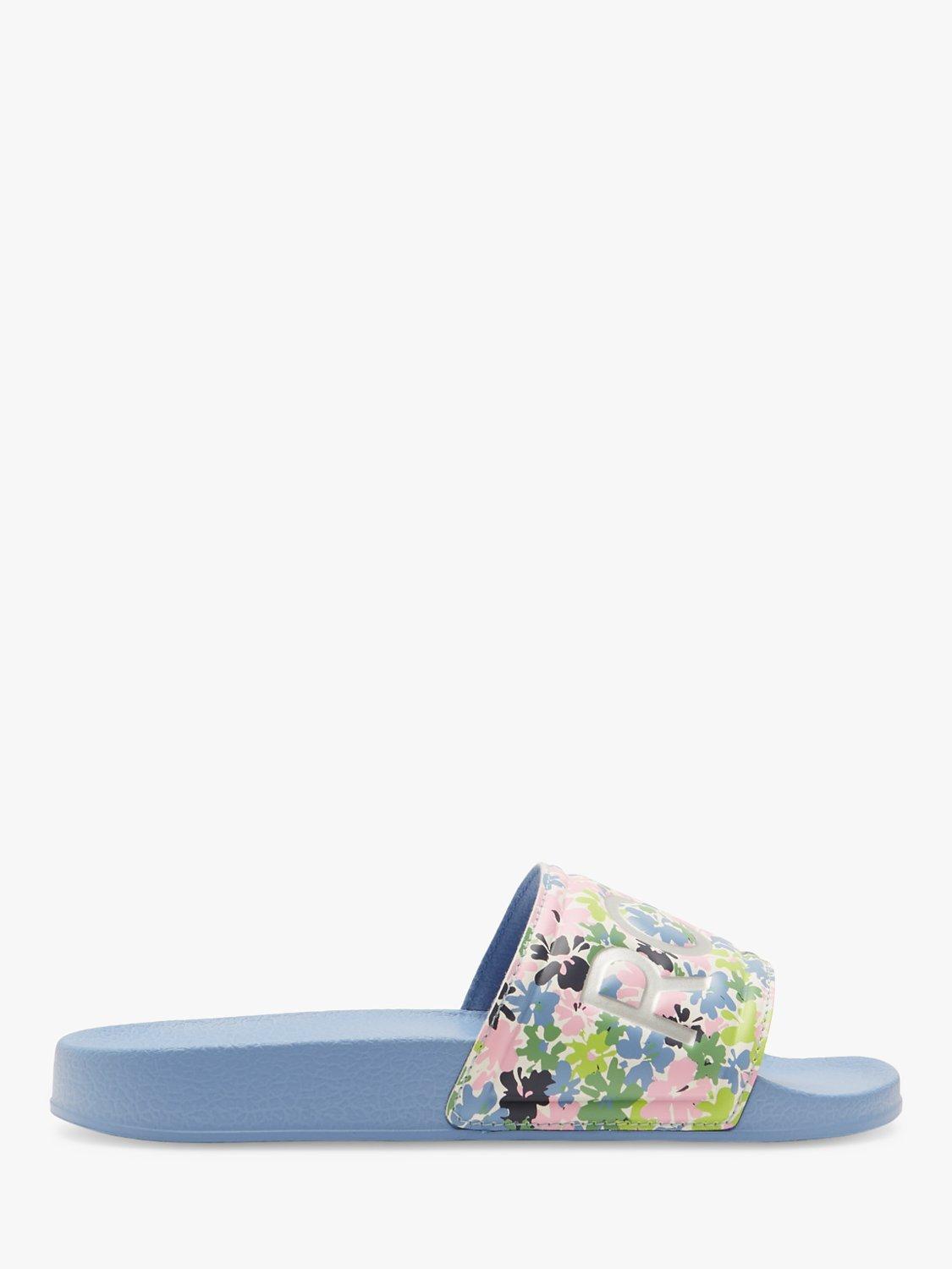 Roxy Kids Slippy II Logo Floral Sliders Light Blue
