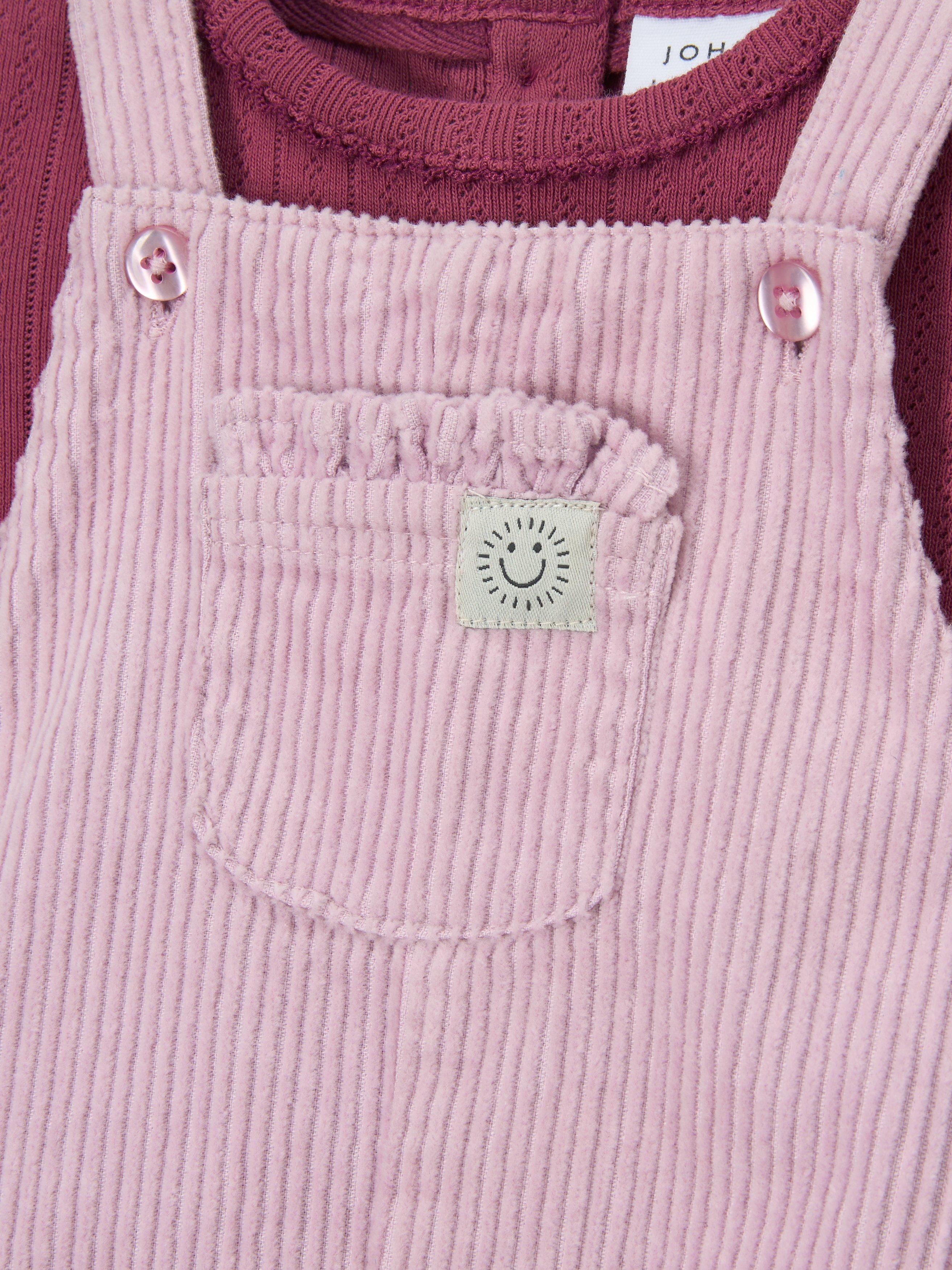 Product image 3 of 3, which shows John Lewis Baby Pinafore Dress Set, Pink,12-18 months