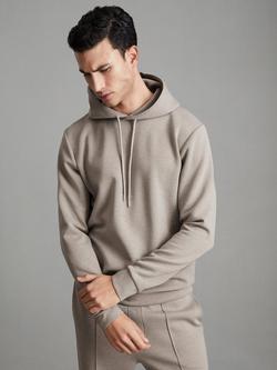 Reiss Fabien Long Sleeve Interlock Hoodie, Taupe