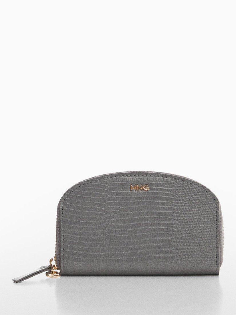 Mango Matias Snake Effect Zip Purse, Grey