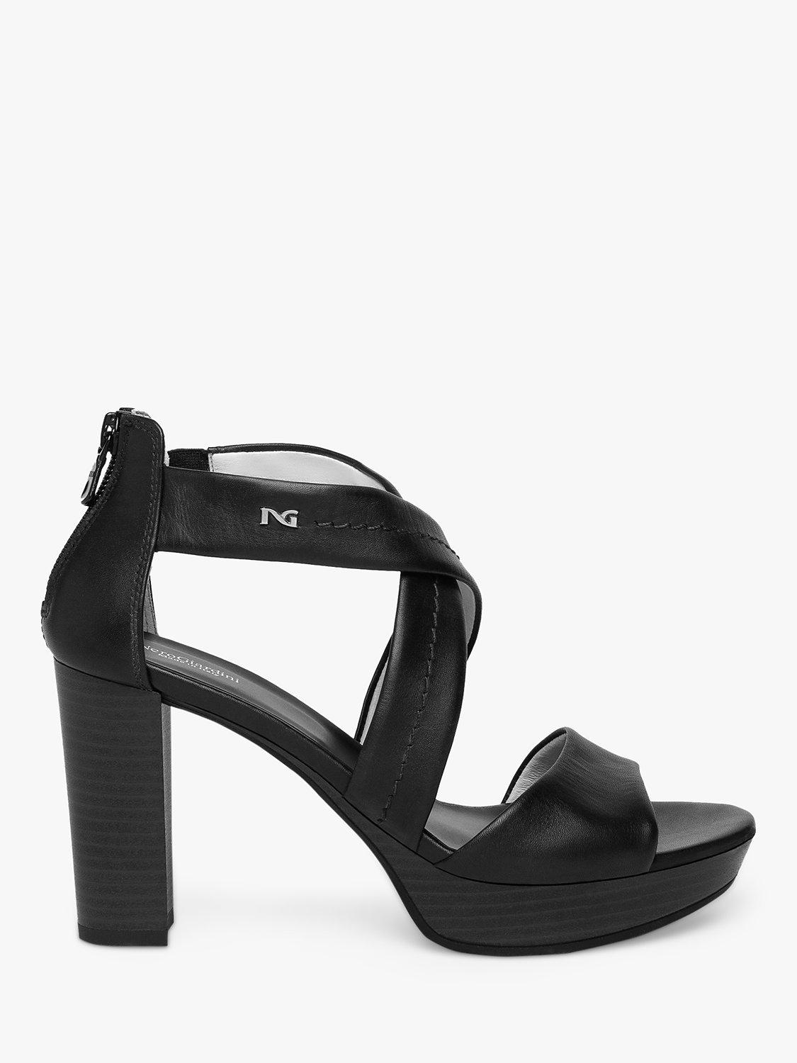 NeroGiardini Leather Heeled Sandals, Black