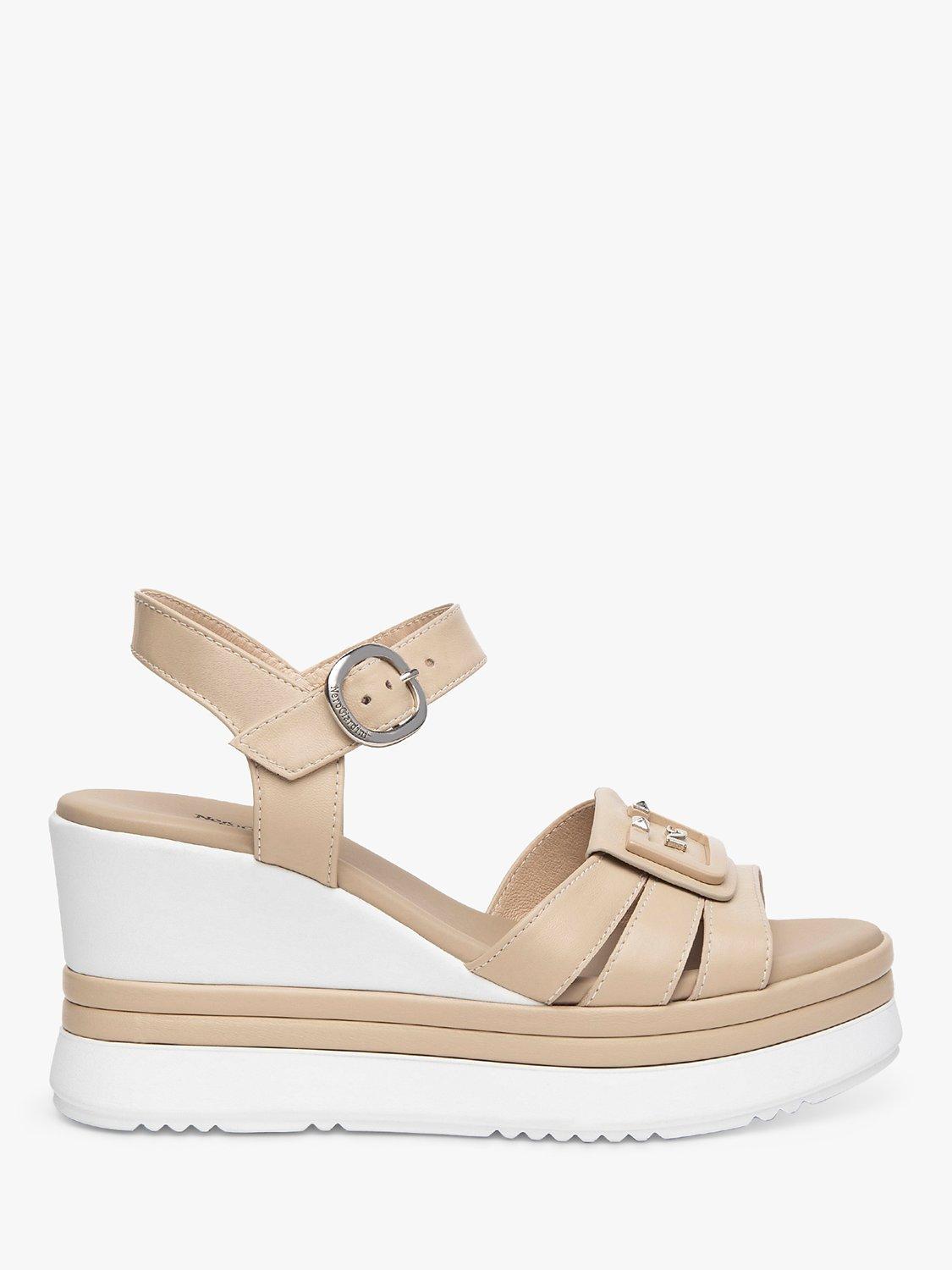 NeroGiardini Leather Wedge Sandals, Beige