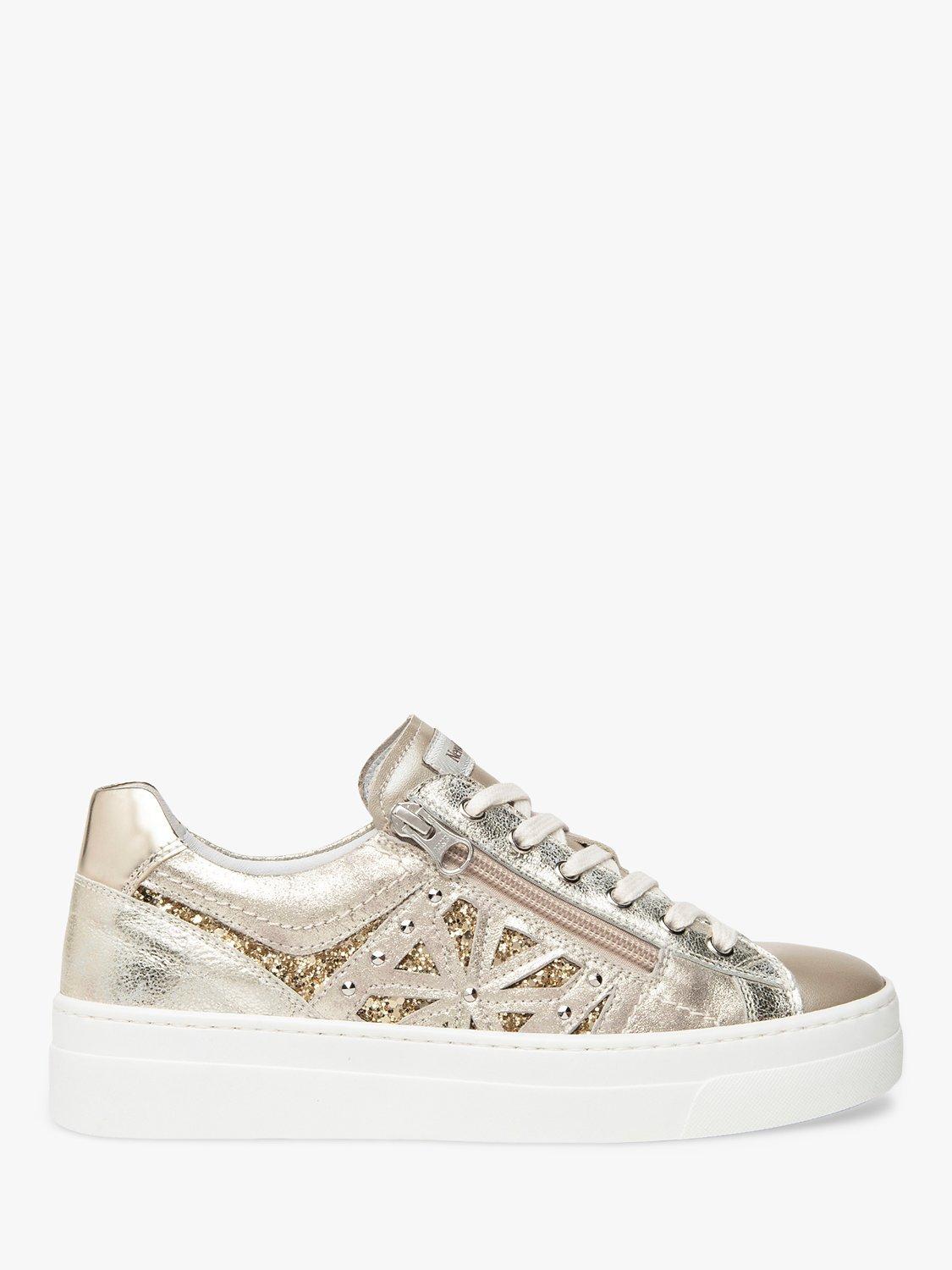 NeroGiardini Low Top Leather Trainers, Gold