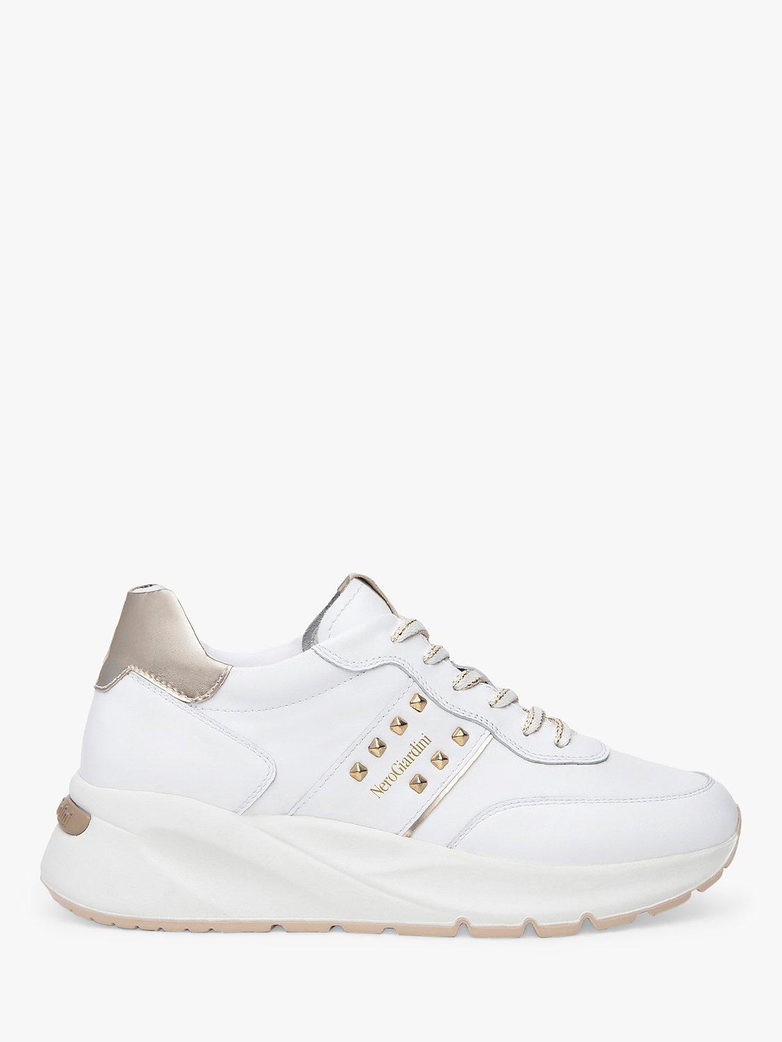 NeroGiardini Studded Leather Trainers, White