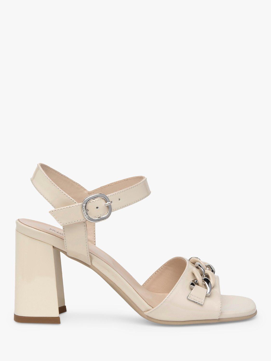NeroGiardini Block Heel Chain Sandals, Cream