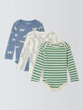 John Lewis ANYDAY Baby Dalma Stripe Dog Cotton Bodysuit, Pack of 3, Multi