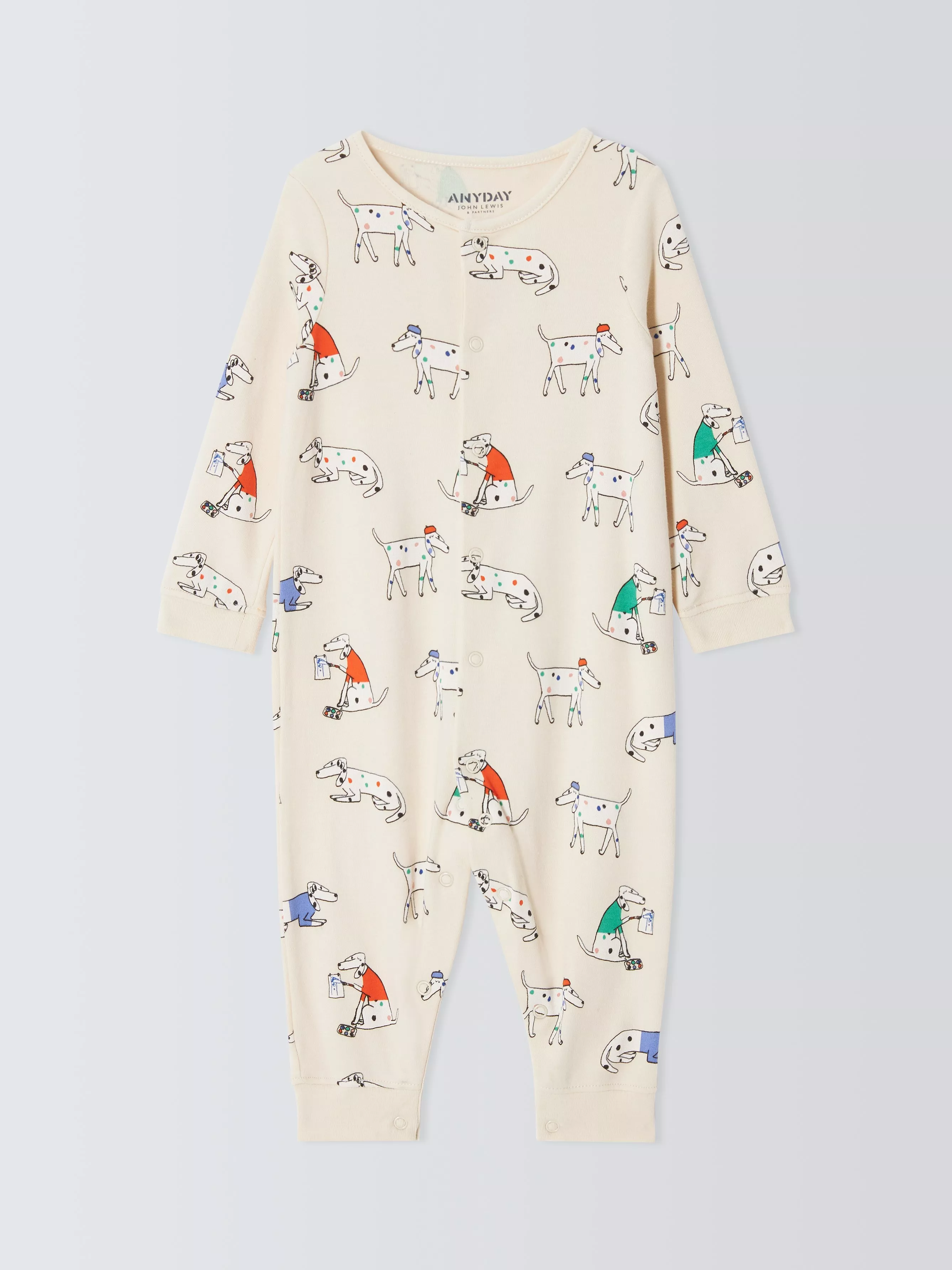 John Lewis ANYDAY Baby Dalmatian Sleepsuit, Natural