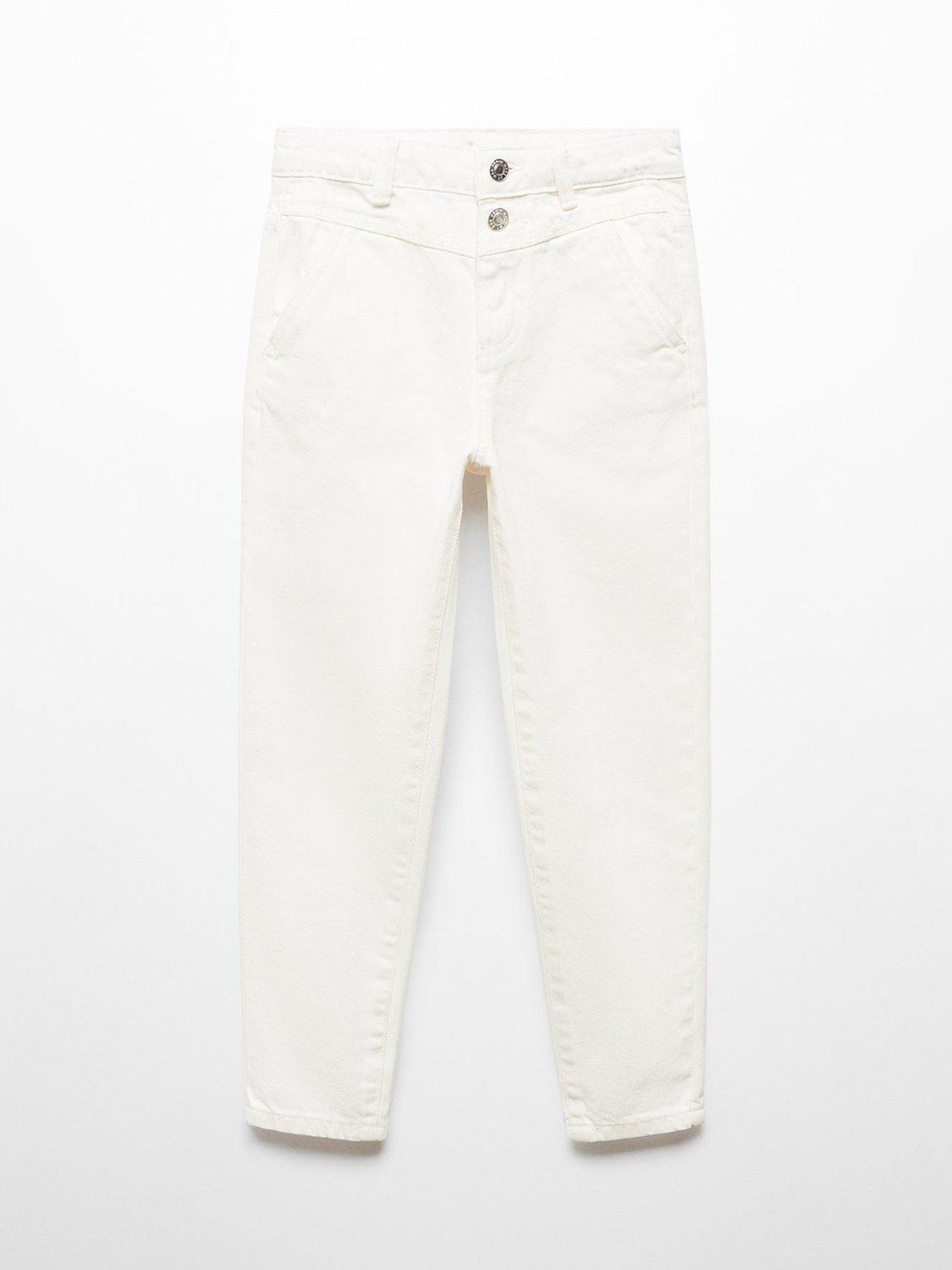Mango Kids' Belen Button Slim Fit Jeans, White