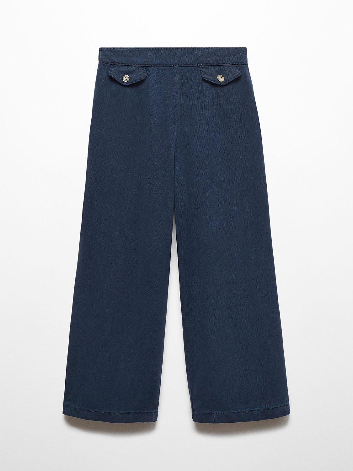 Mango Kids' Marisol Button Culotte Trousers, Navy