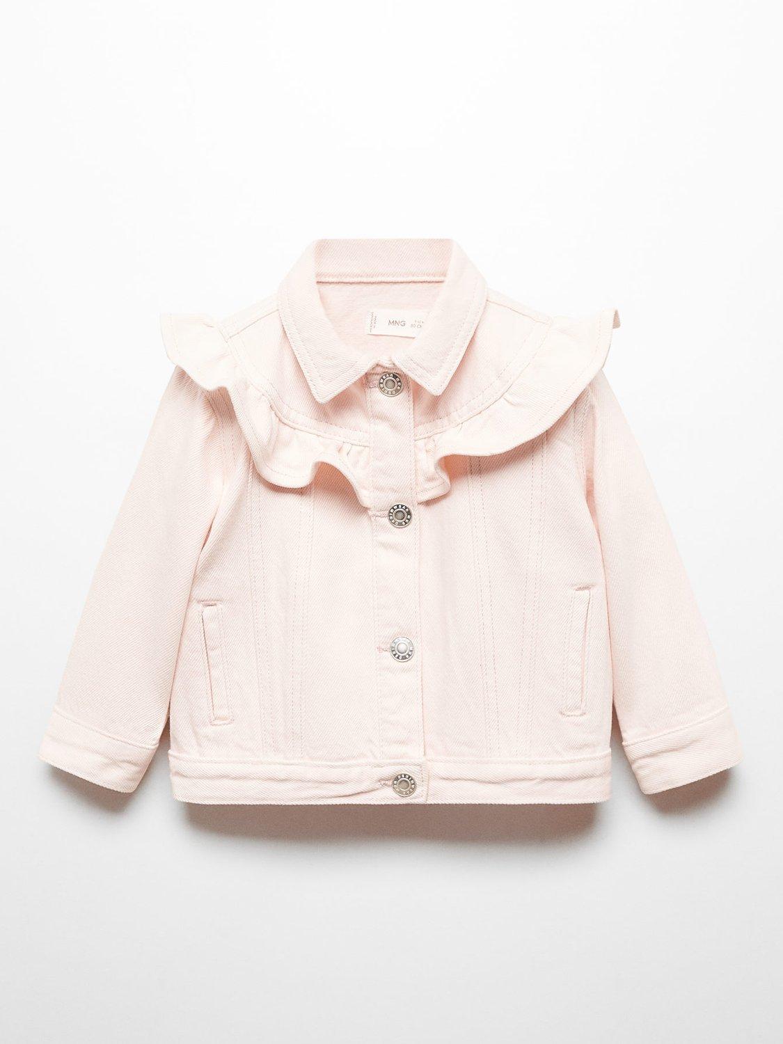 Mango Baby Normi Ruffle Denim Jacket, Pink