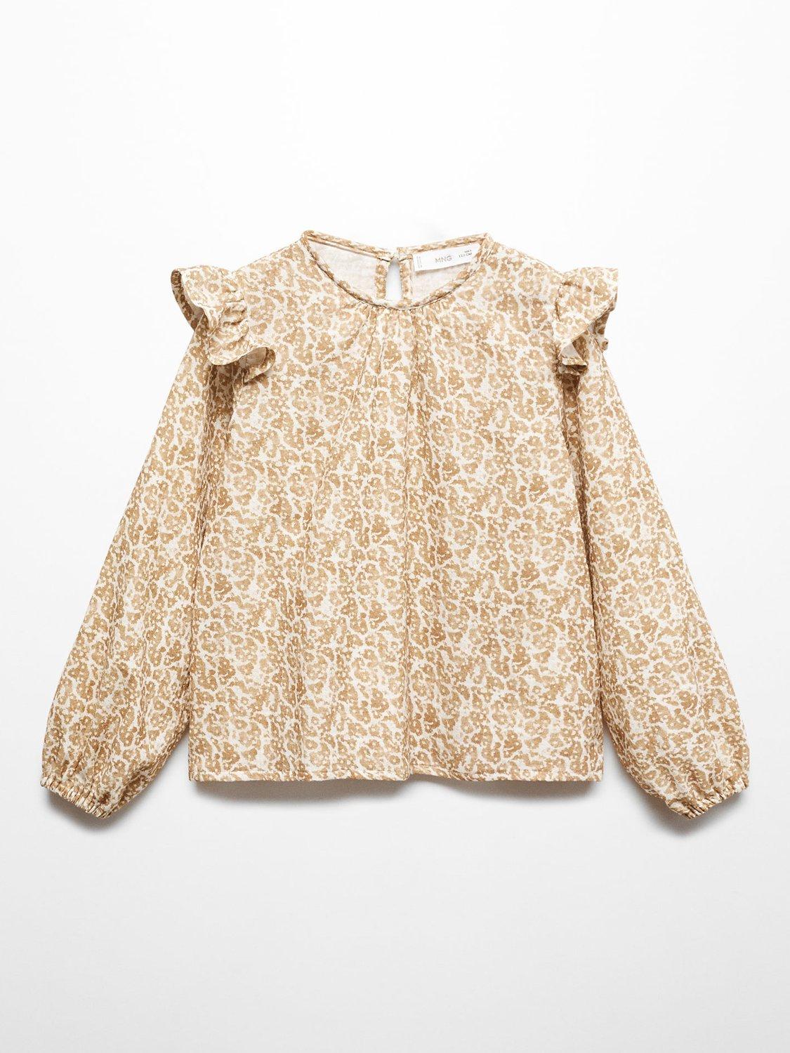 Mango Kids' Alba Abstract Print Blouse, Dark Yellow