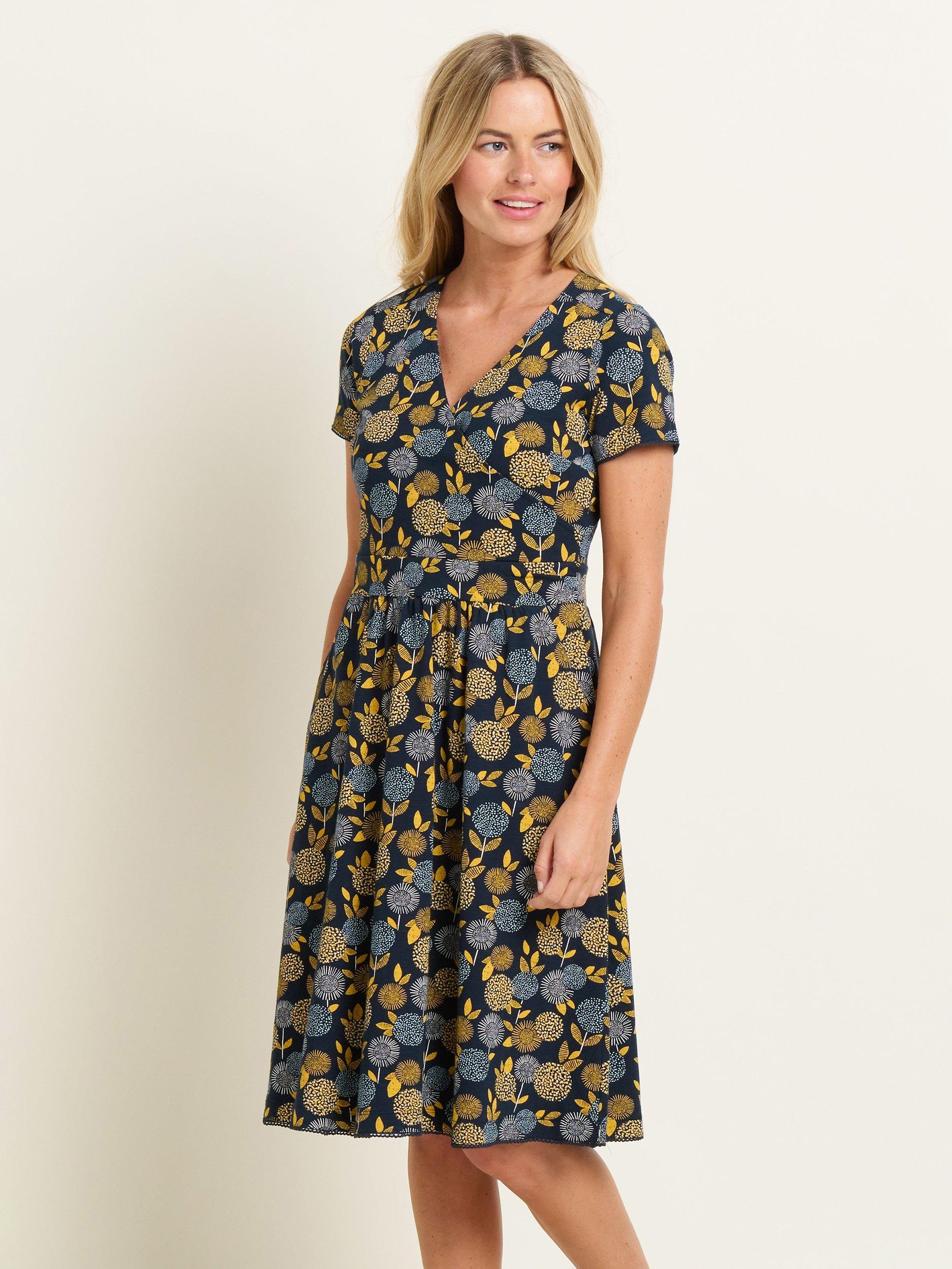 Brakeburn Luna Wrap Dress, Navy