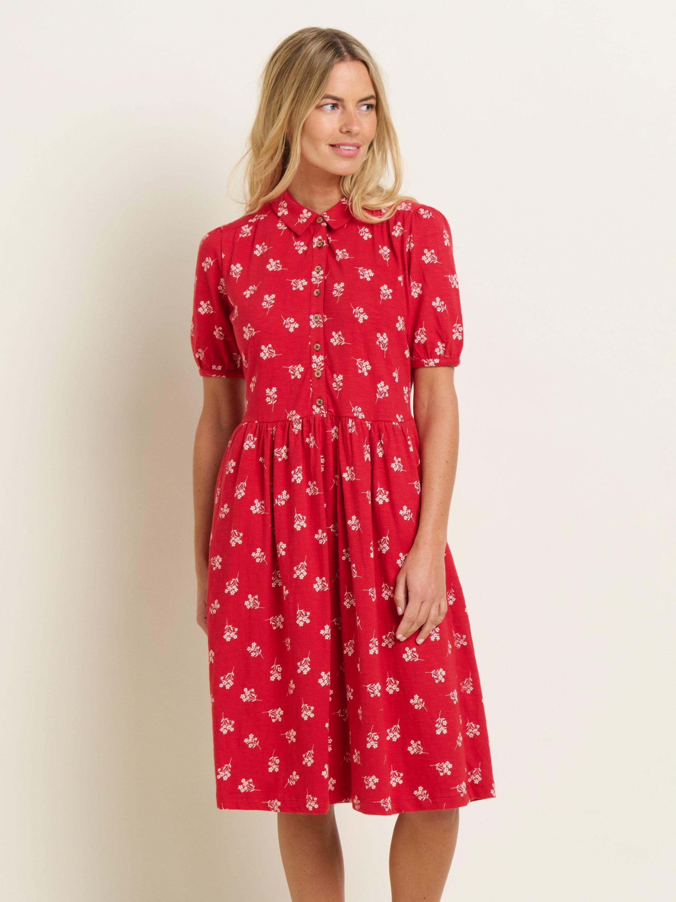Brakeburn Marnie Posy Print Shirt Dress, Red