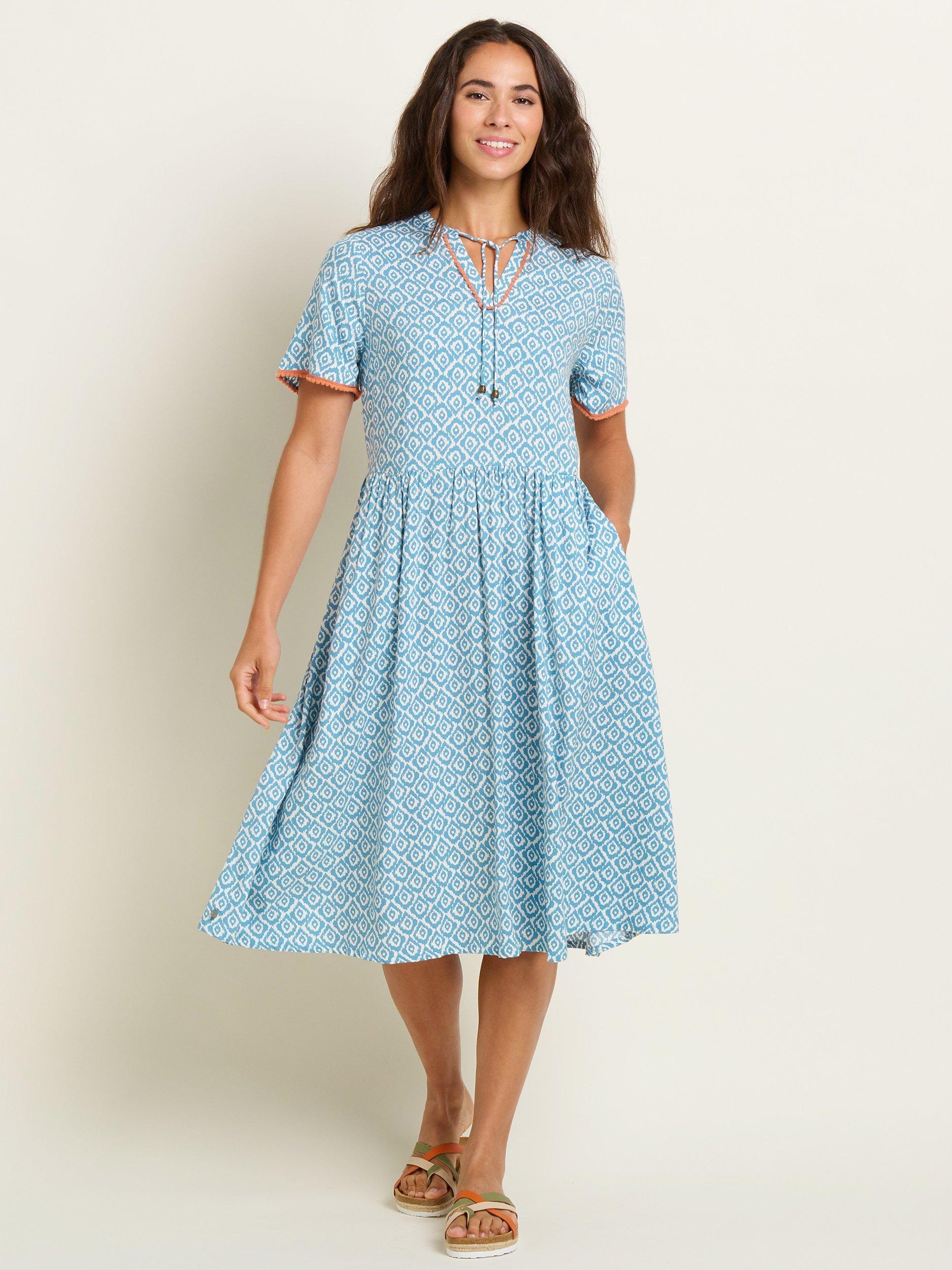 Brakeburn Yasmin Blue Midi Dress, Blue