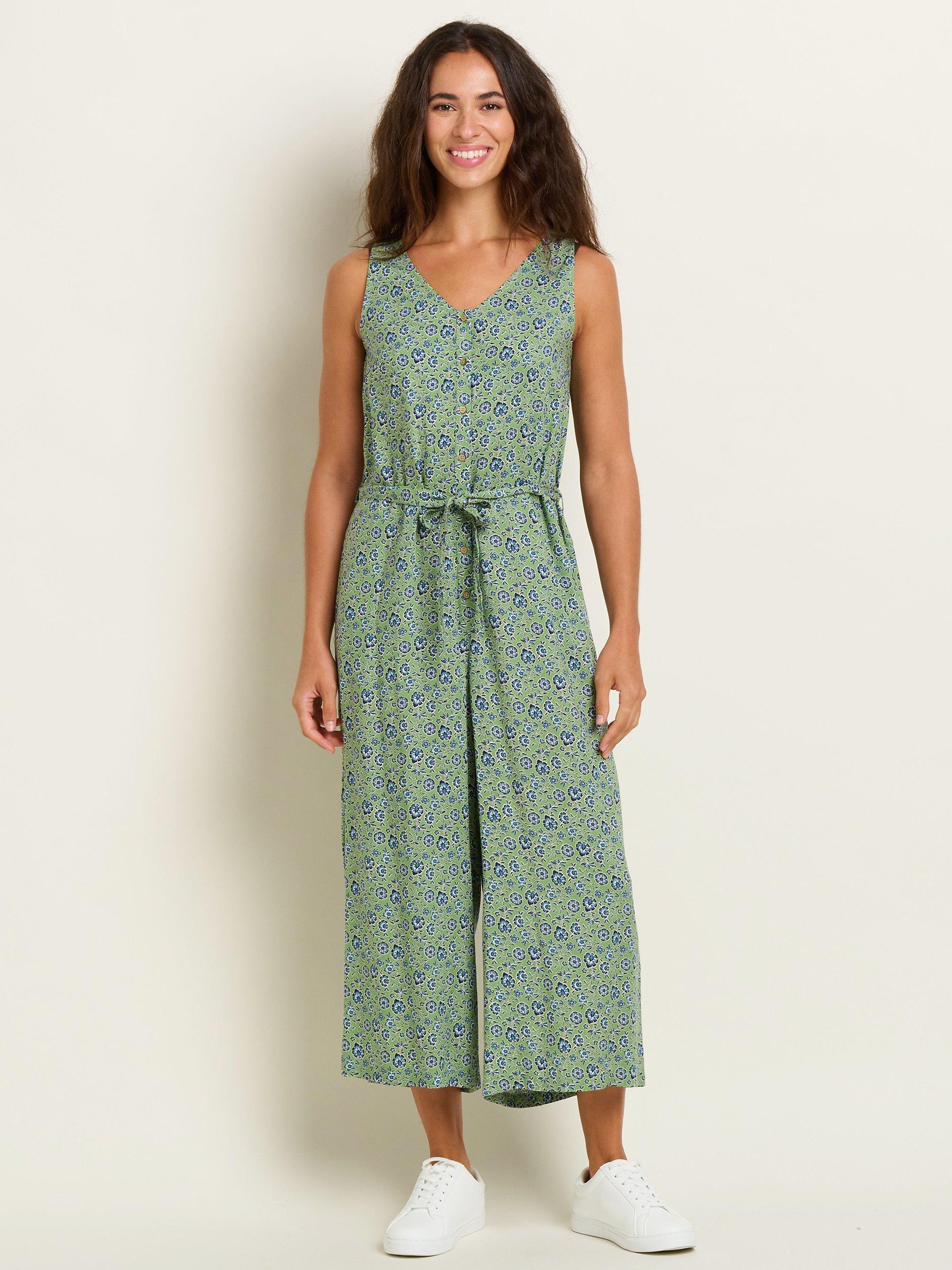 Brakeburn Elsie Floral Print Jumpsuit, Green