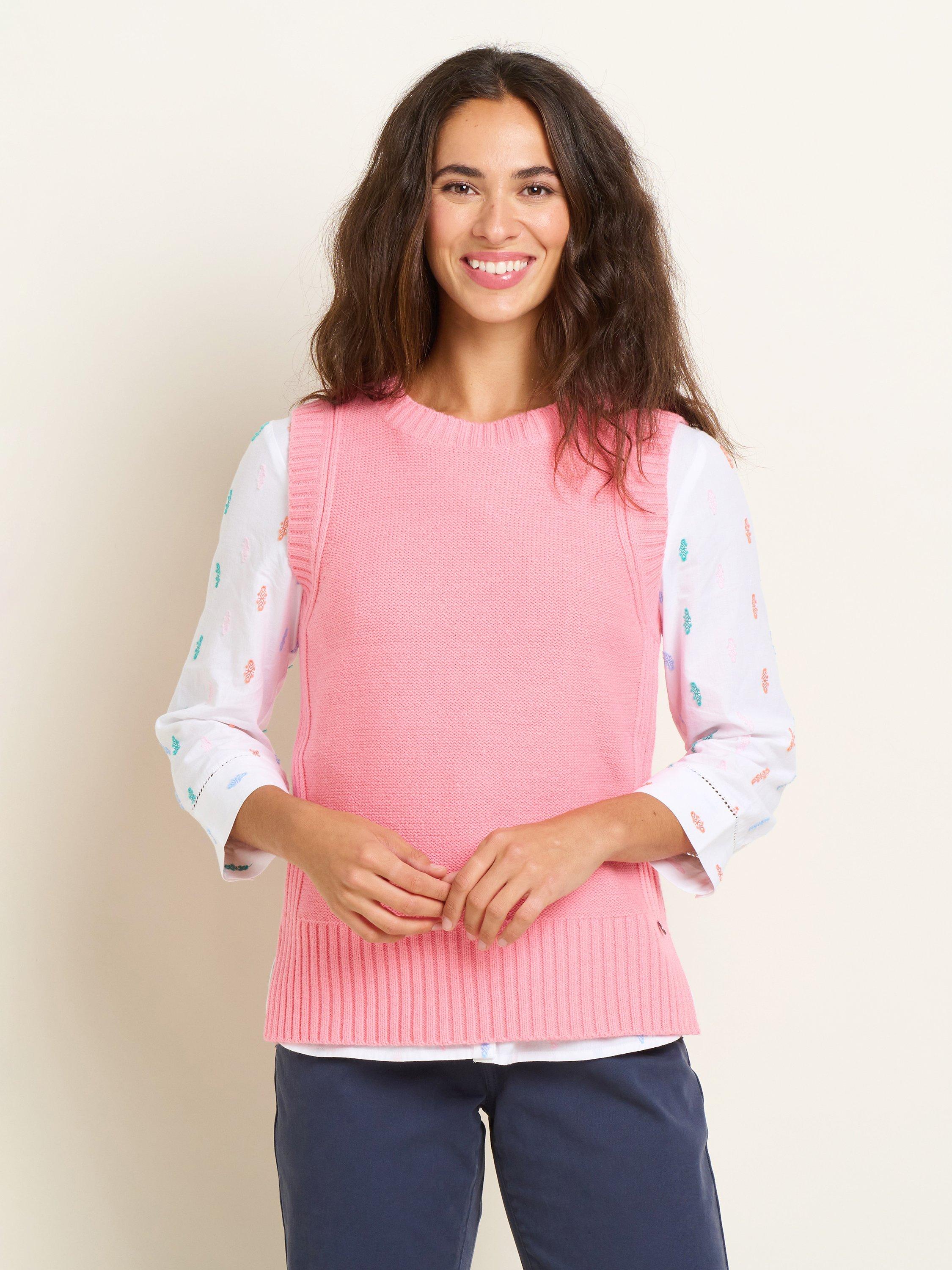 Product image 1 of 5, which shows Brakeburn Dip Hem Knitted Vest, Pink, 8