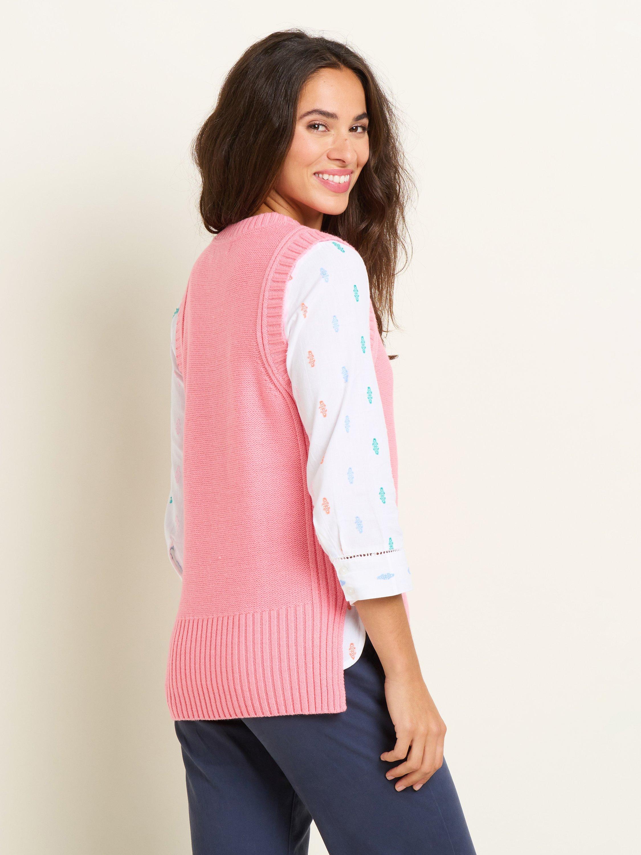 Product image 2 of 5, which shows Brakeburn Dip Hem Knitted Vest, Pink, 8
