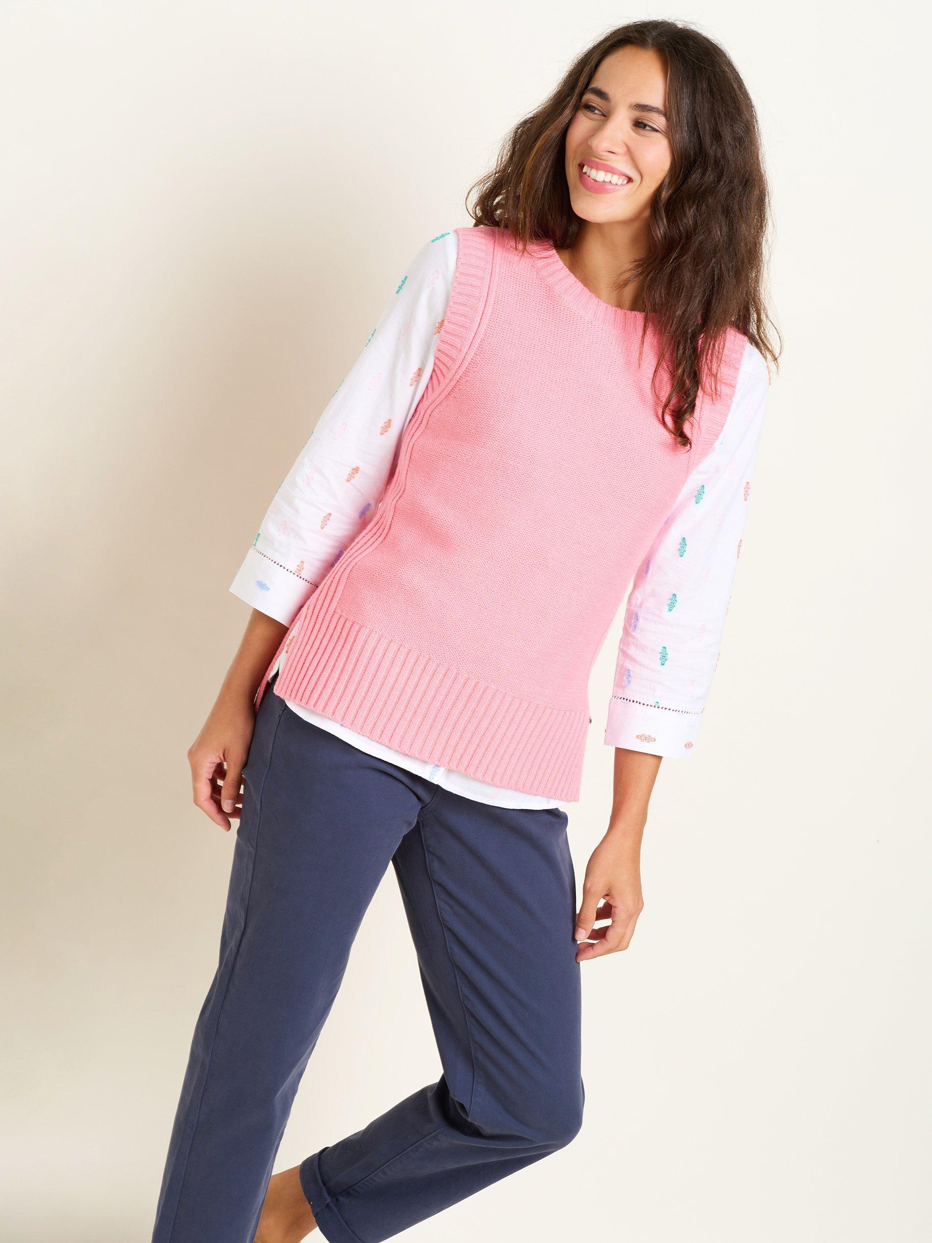 Product image 5 of 5, which shows Brakeburn Dip Hem Knitted Vest, Pink, 8