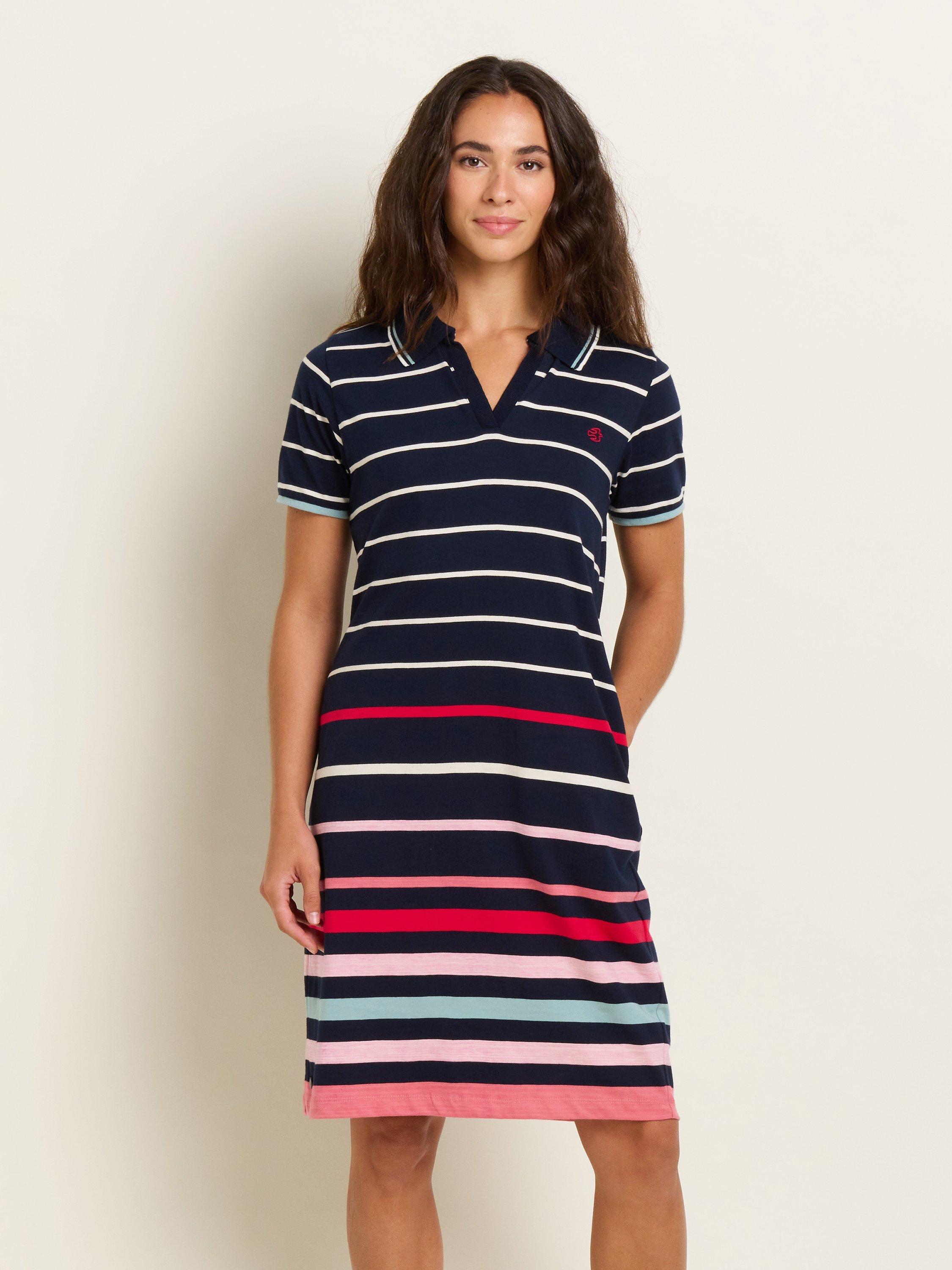 Brakeburn Melody Cotton Polo Dress, Navy