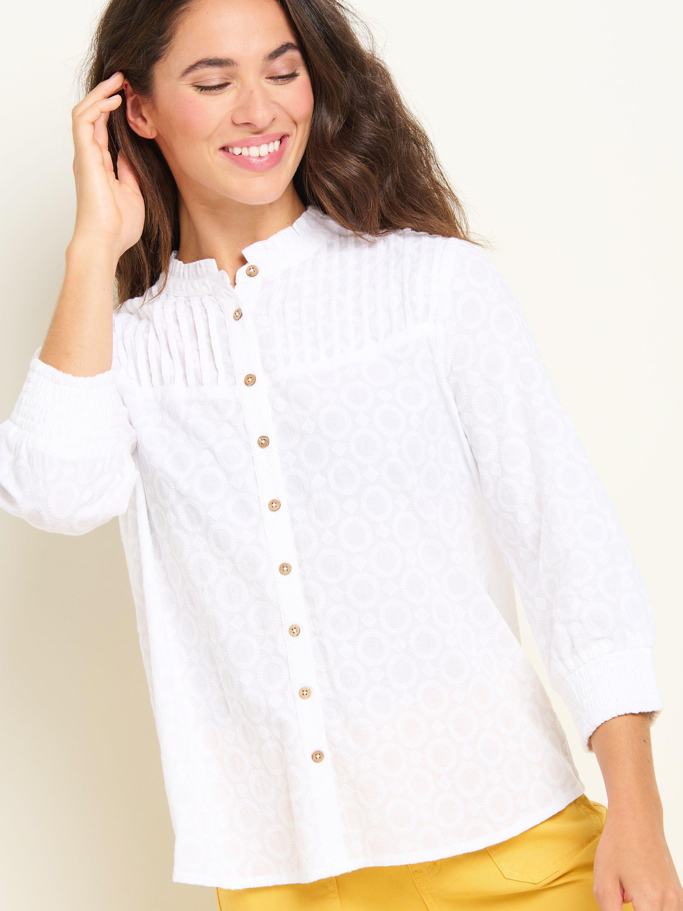 Product image 3 of 5, which shows Brakeburn Maisie Embroidered Blouse, White, 10