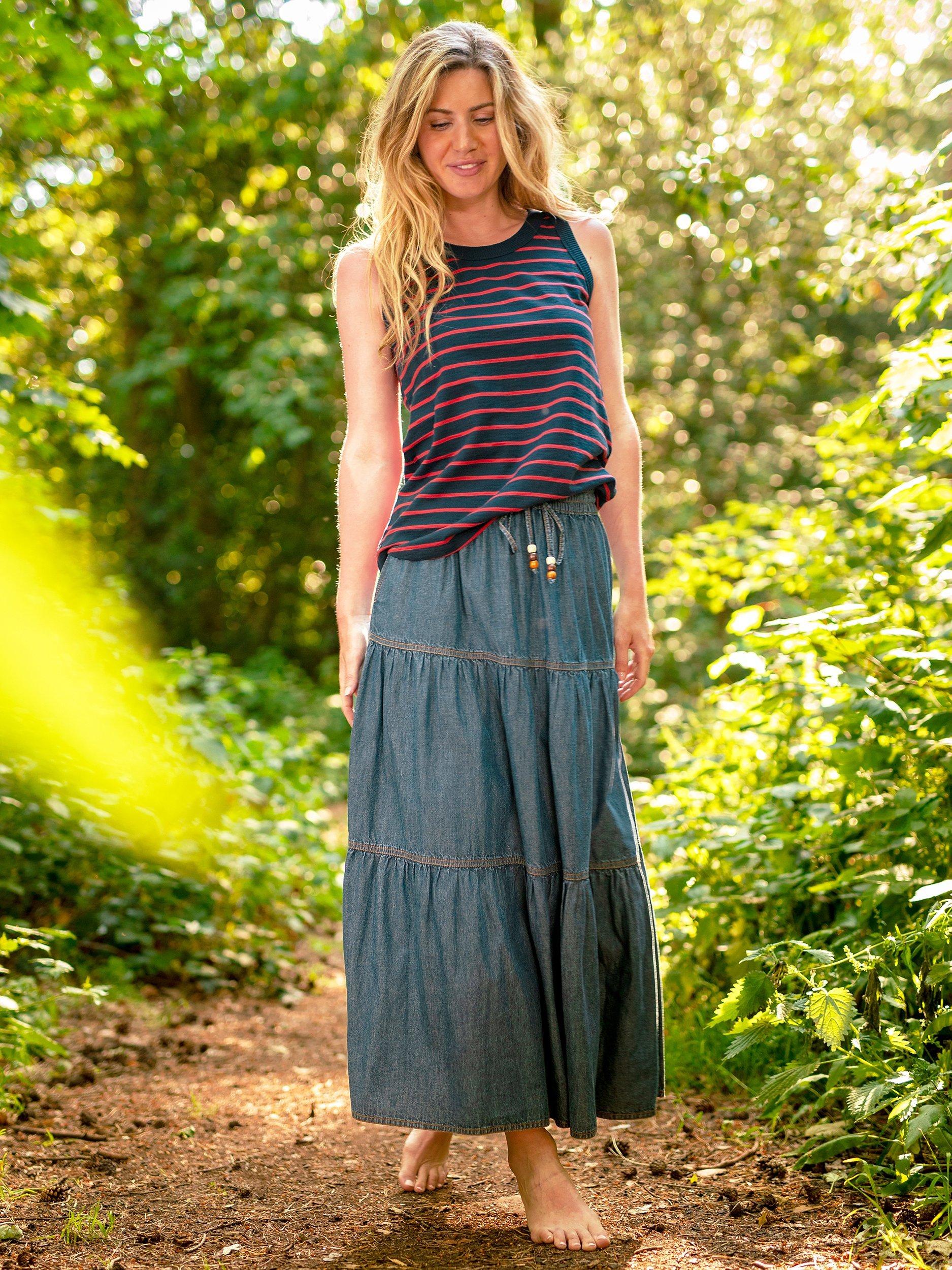 Brakeburn Denim Maxi Skirt, Blue