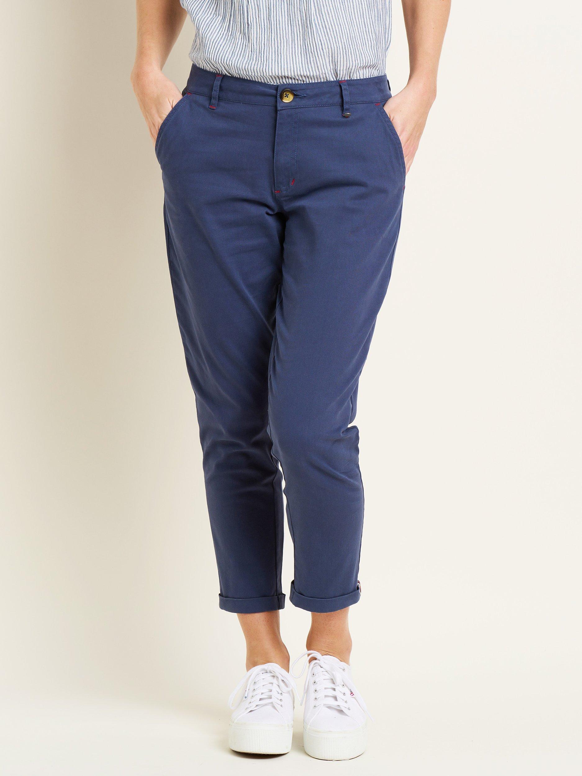 Brakeburn Trim Detail Cropped Trousers, Navy