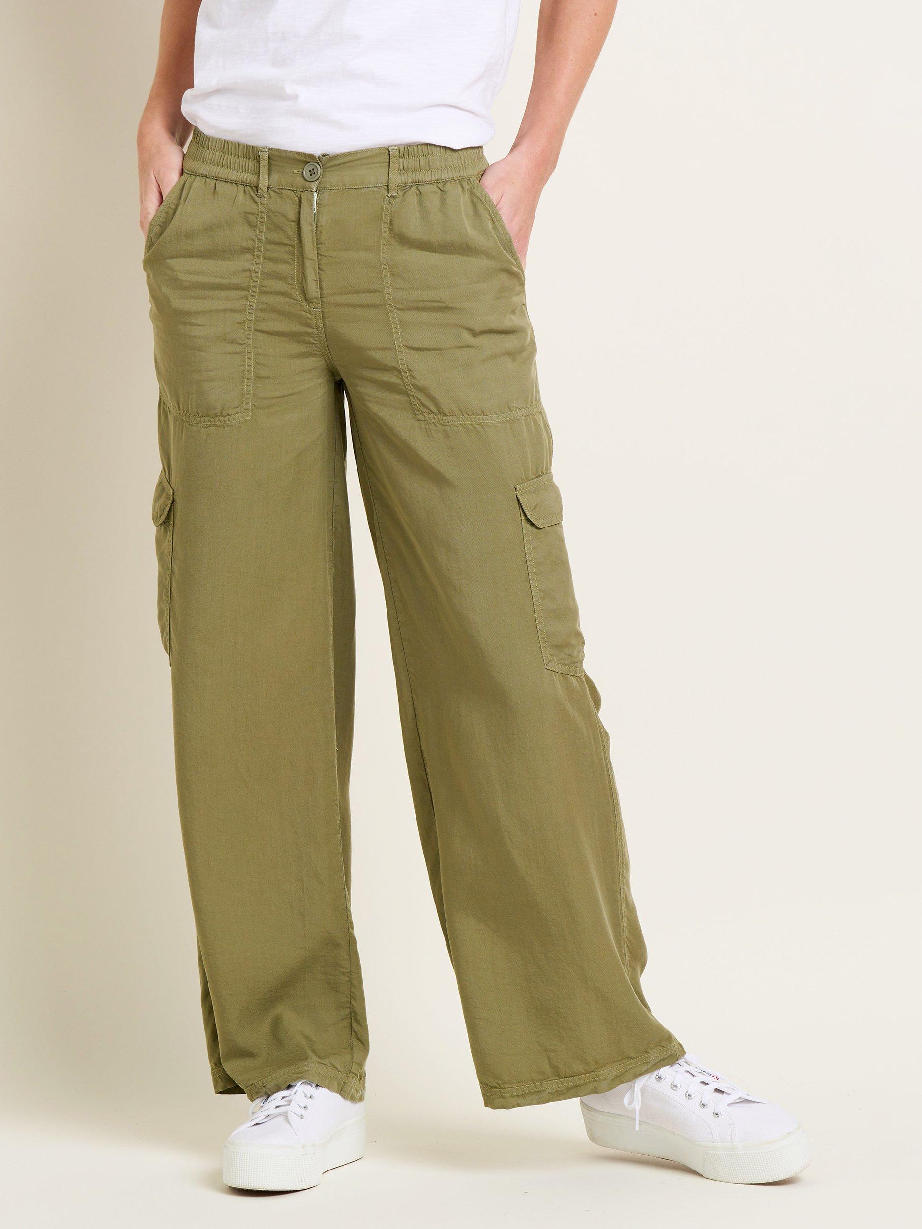 Brakeburn Wide Leg Cargo Trousers, Khaki