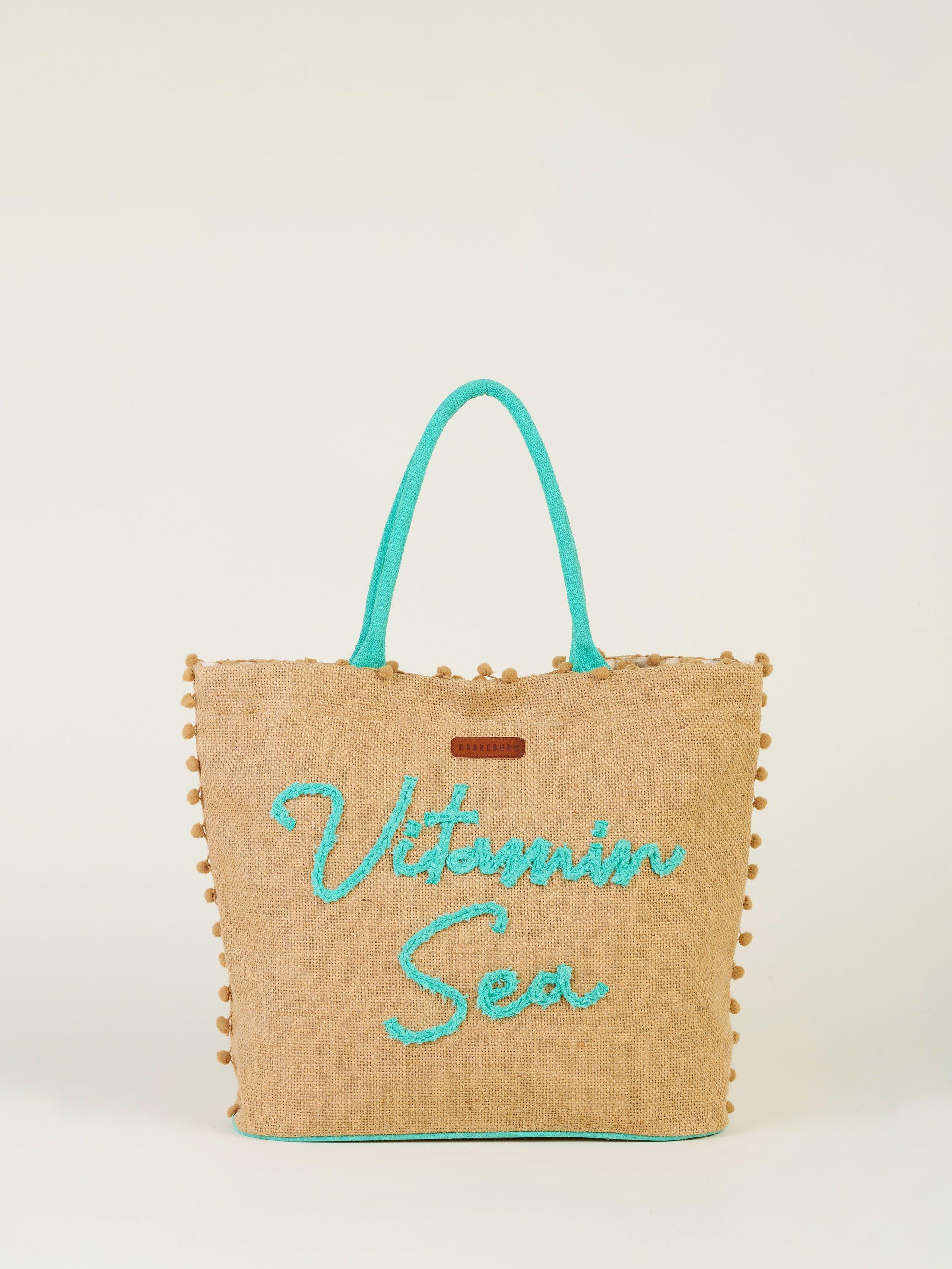 Brakeburn Vitamin Sea Jute Beach Bag, Beige/Turquoise