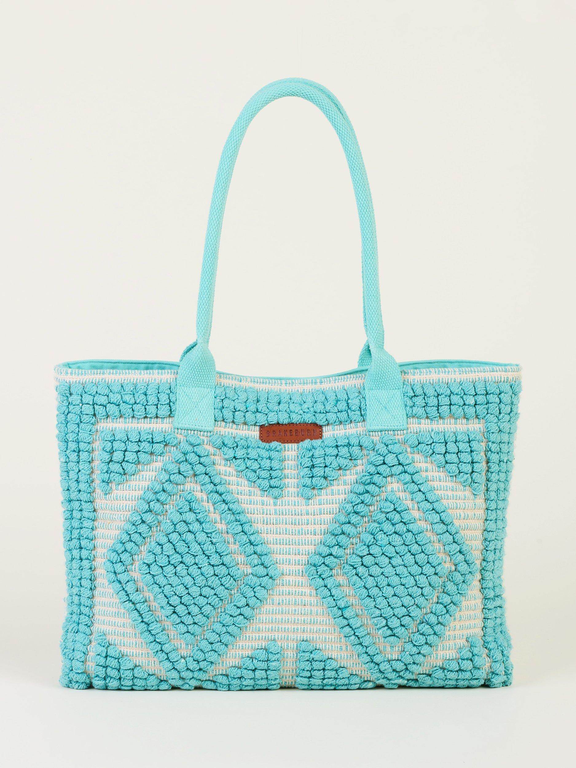 Brakeburn Nautica Tufted Beach Bag, Turquoise/White