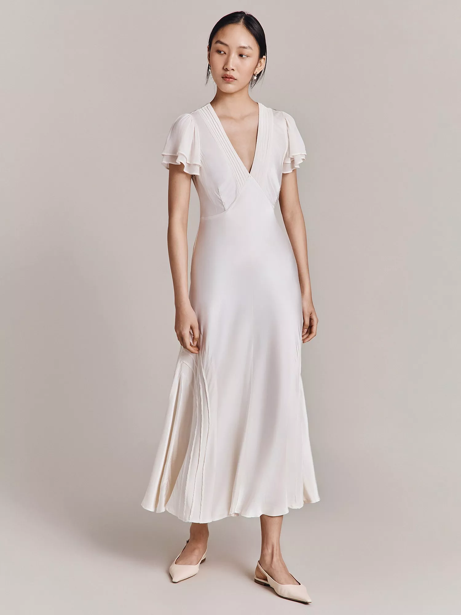 Ghost Olivia Ecovero Midi Dress Ivory