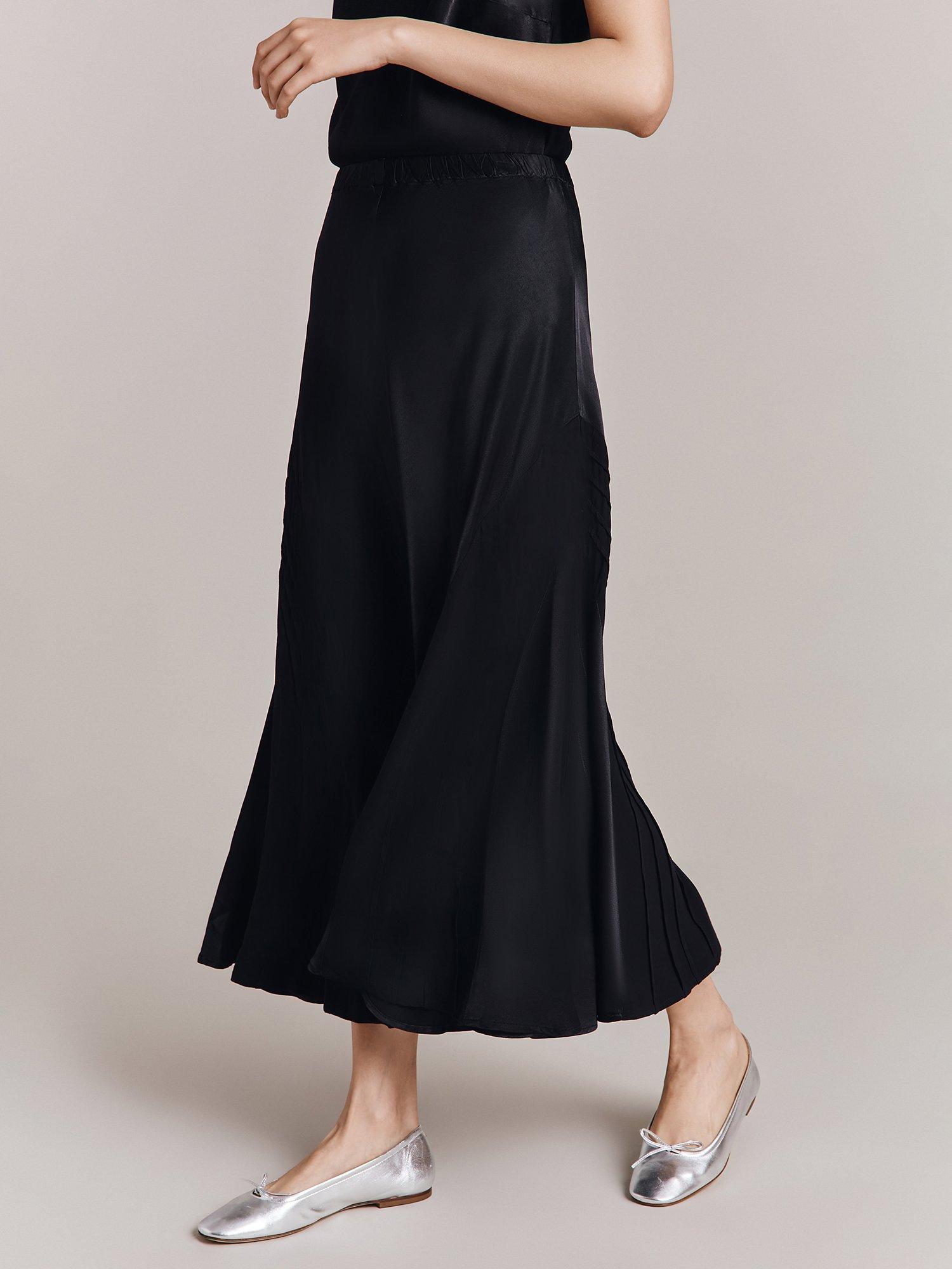 Ghost Jennifer Satin Midi Skirt, Black, L