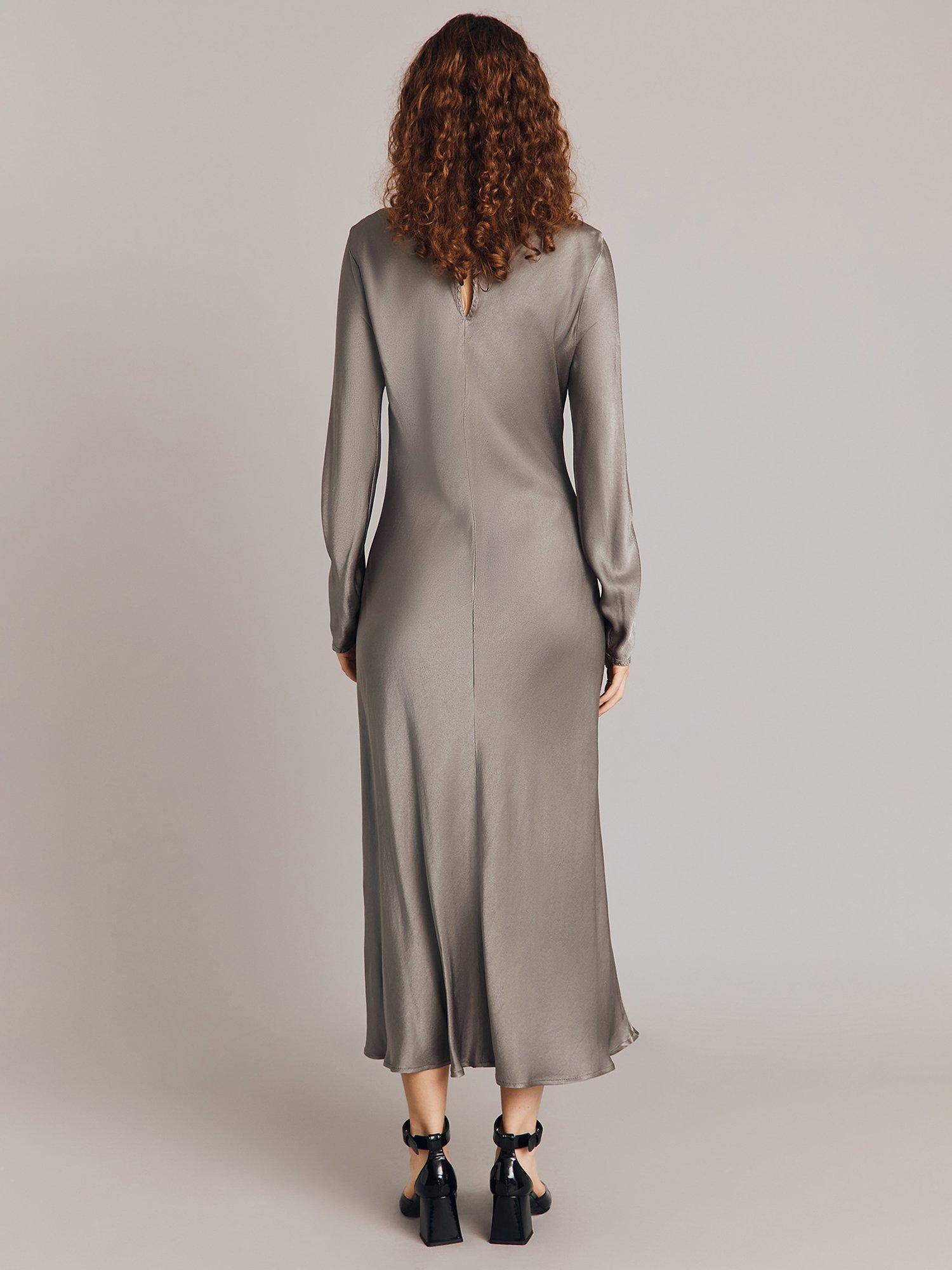 Ghost Mari Long Sleeve Dress Silver