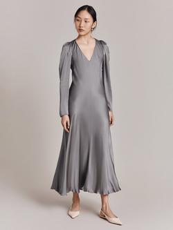 Ghost Etta Midi Satin Dress - view 2, Silver