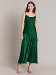 Ghost Poppy Satin Maxi Skirt, Green