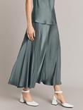 Ghost Jennifer Satin Midi Skirt, Slate