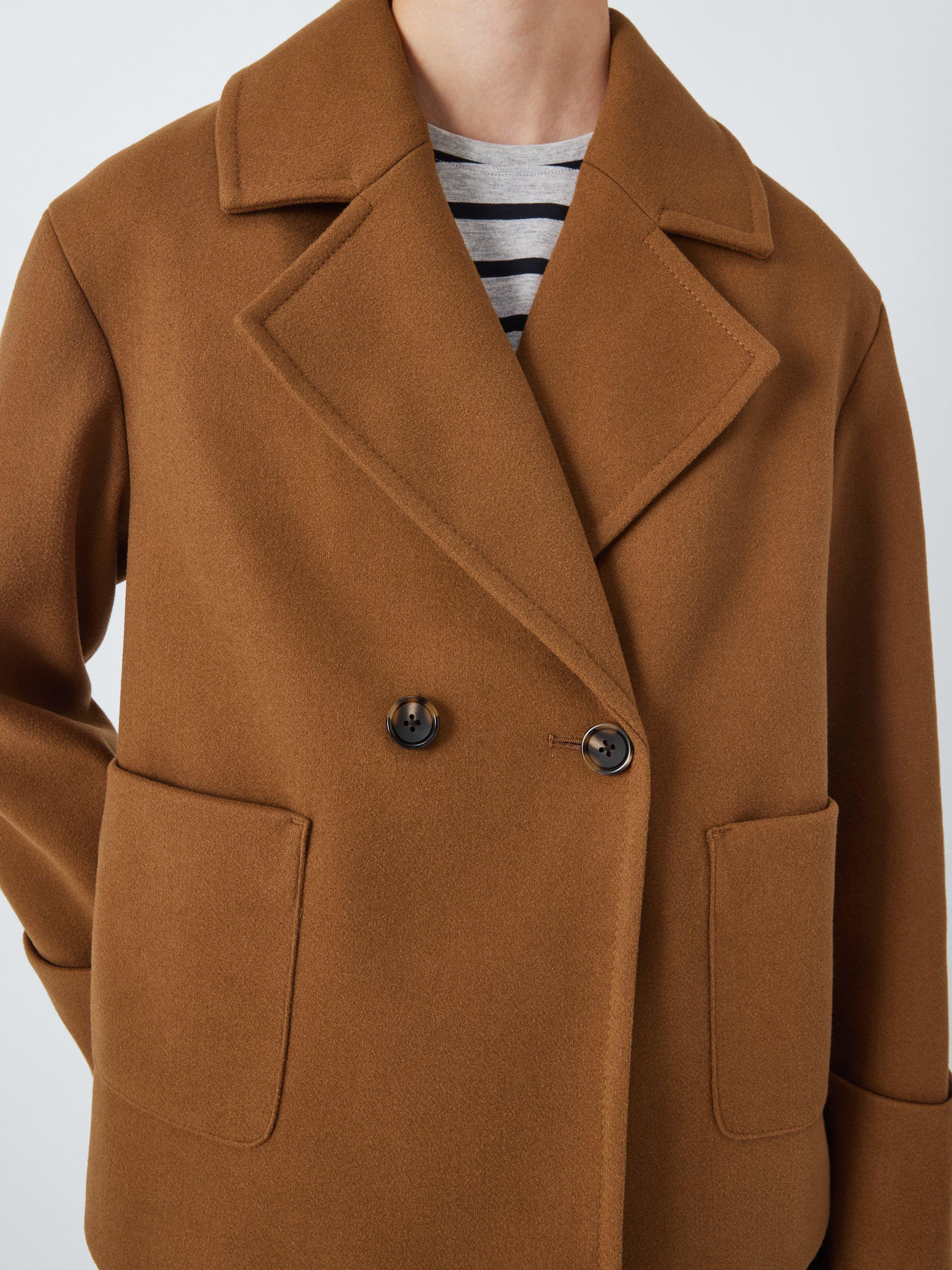 John Lewis ANYDAY Relaxed Cuff City Coat Camel