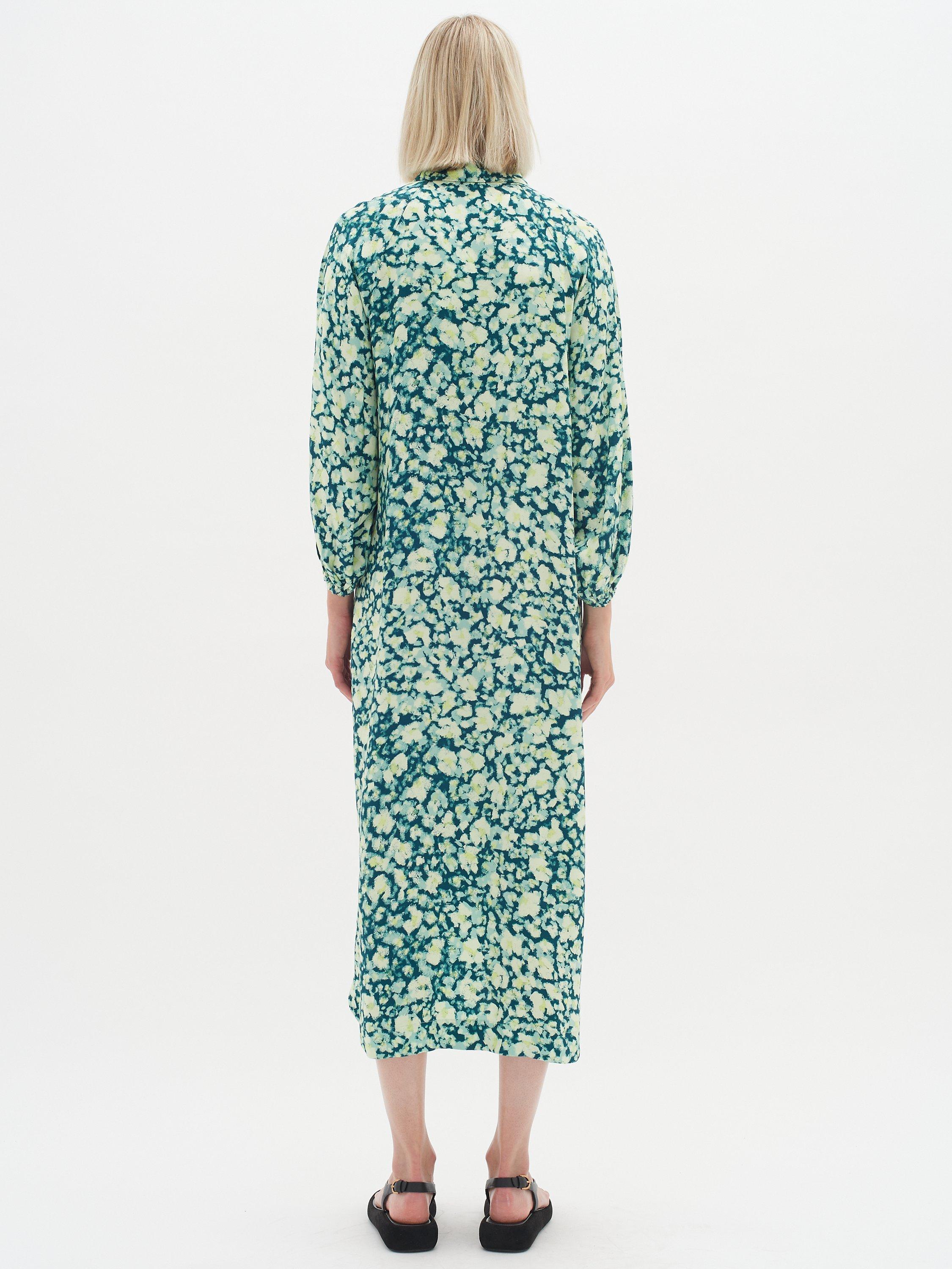 Product image 2 of 9, which shows InWear Hazel Shirt Midi Dress, Green Painted Flower, 8