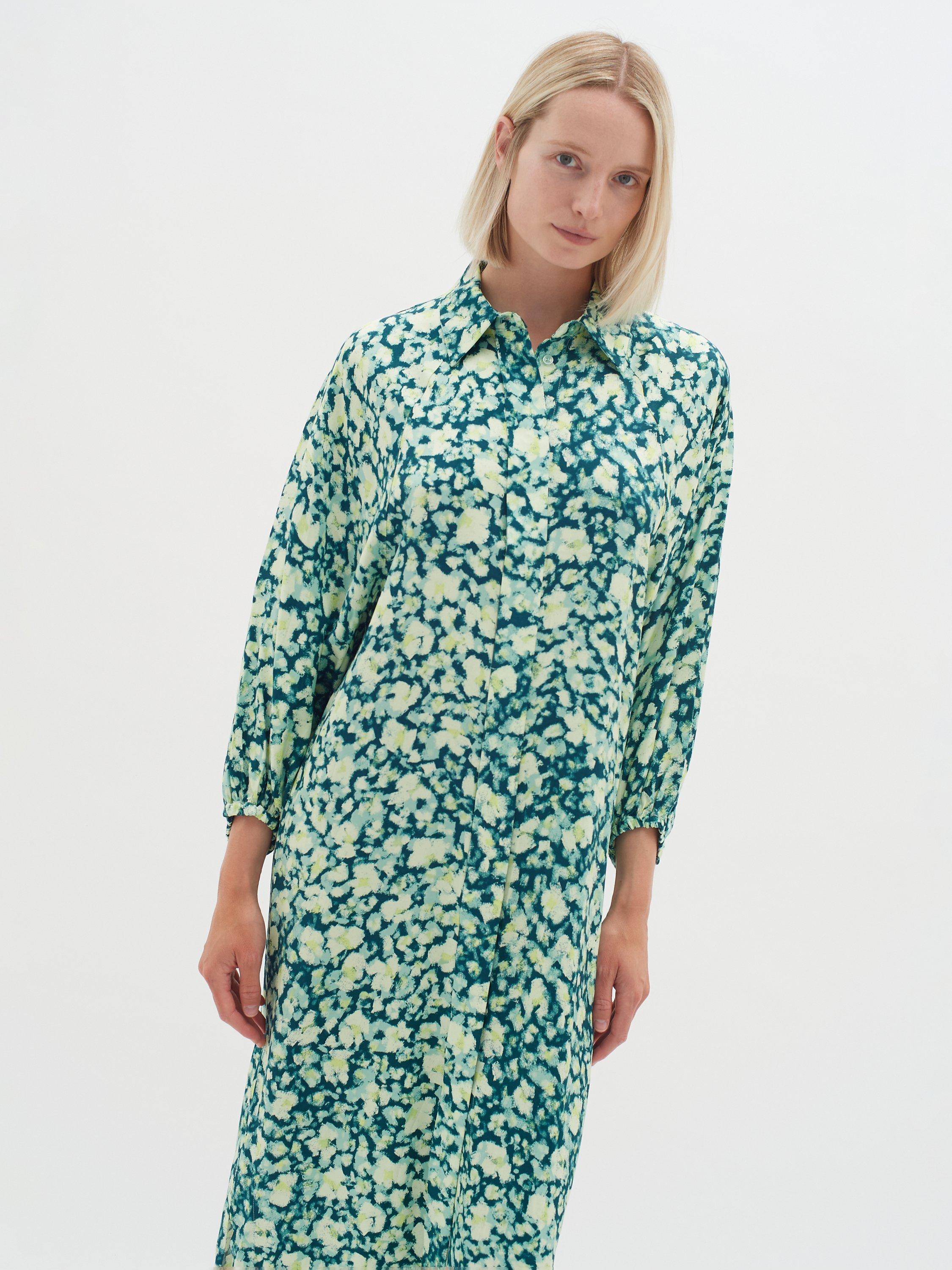 Product image 3 of 9, which shows InWear Hazel Shirt Midi Dress, Green Painted Flower, 8