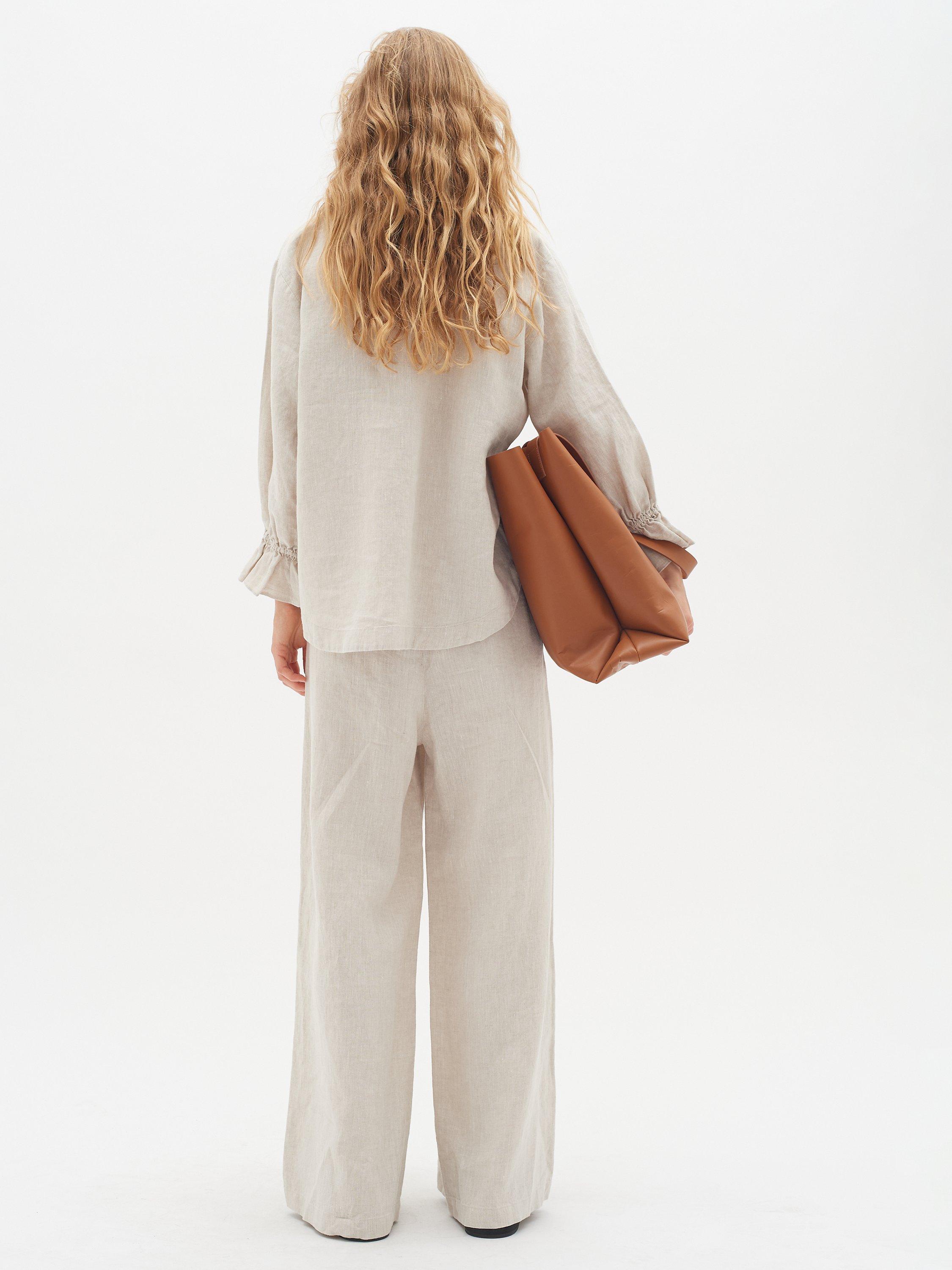Product image 2 of 9, which shows InWear Peg Linen 3/4 Sleeve Loose Top, Haze Melange, 10