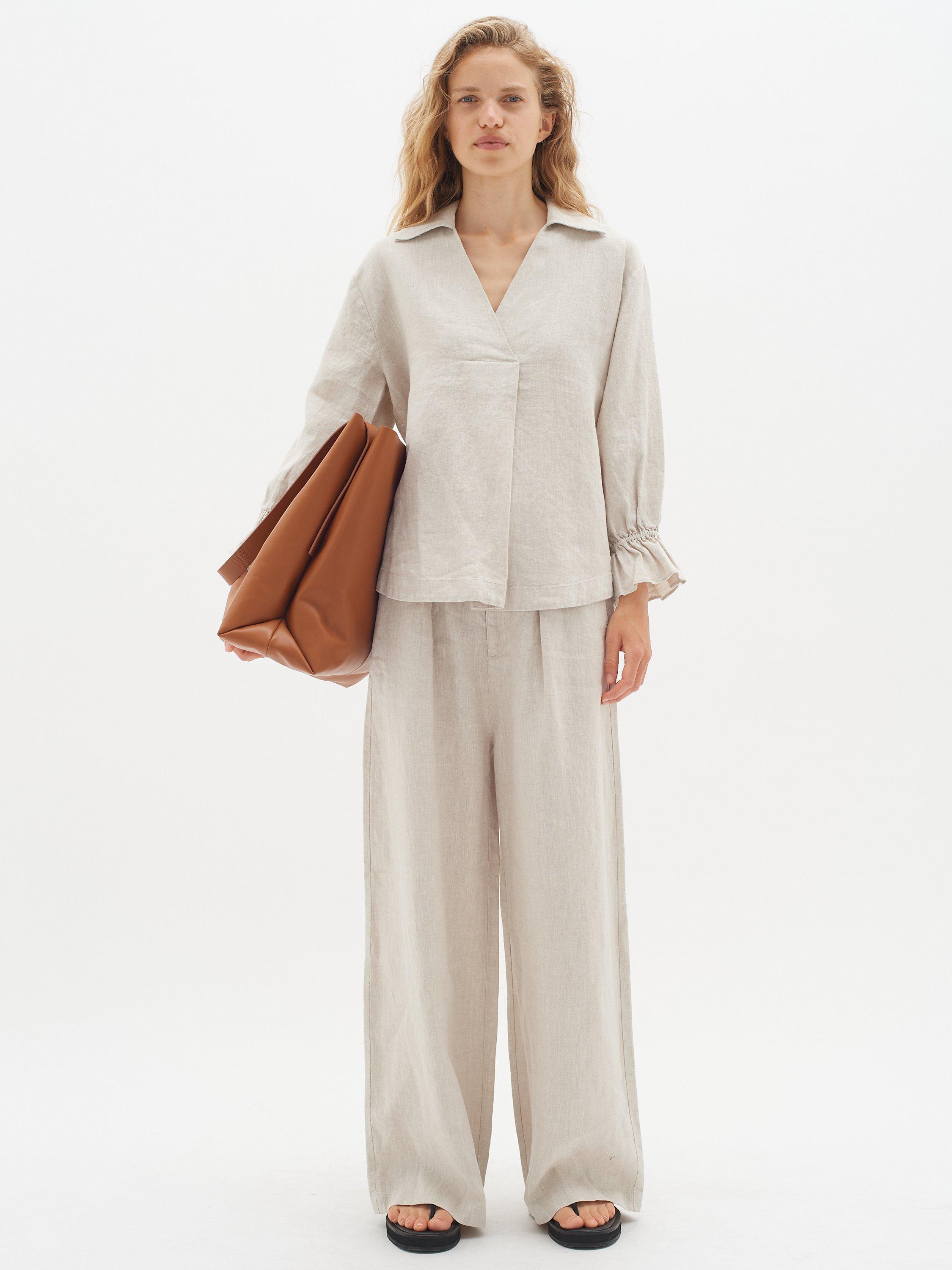 Product image 3 of 9, which shows InWear Peg Linen 3/4 Sleeve Loose Top, Haze Melange, 10